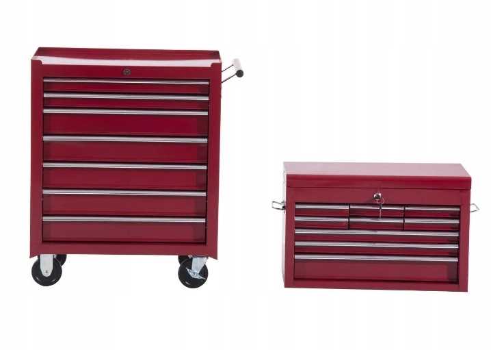 Wózek Narzędziowy 16 Szuflad 61,5 x 33 x 113 cm - Czerwony