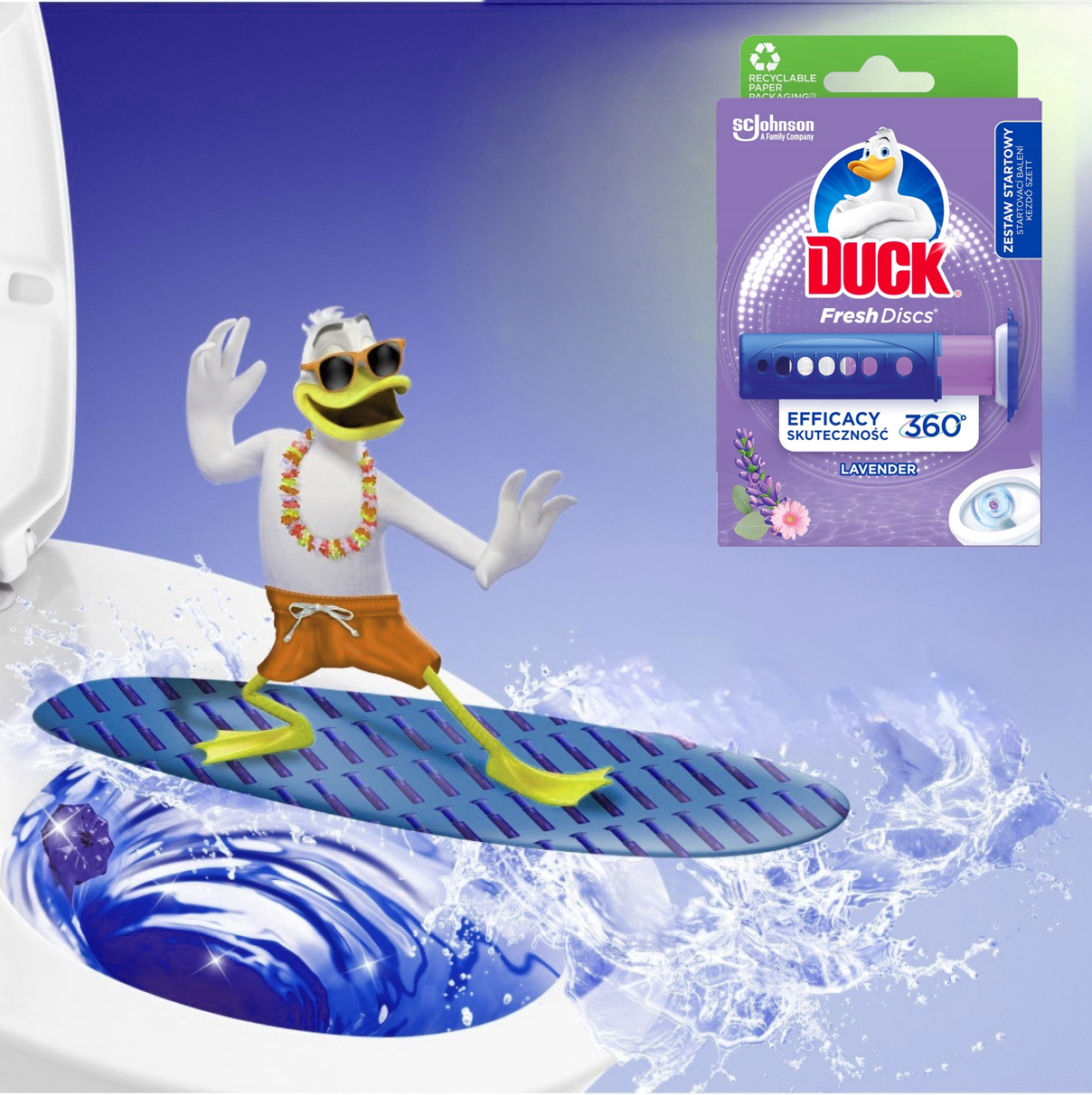 Duck Fresh Discs Lavender - Żelowy Krążek Do Toalety 36ml + Aplikator
