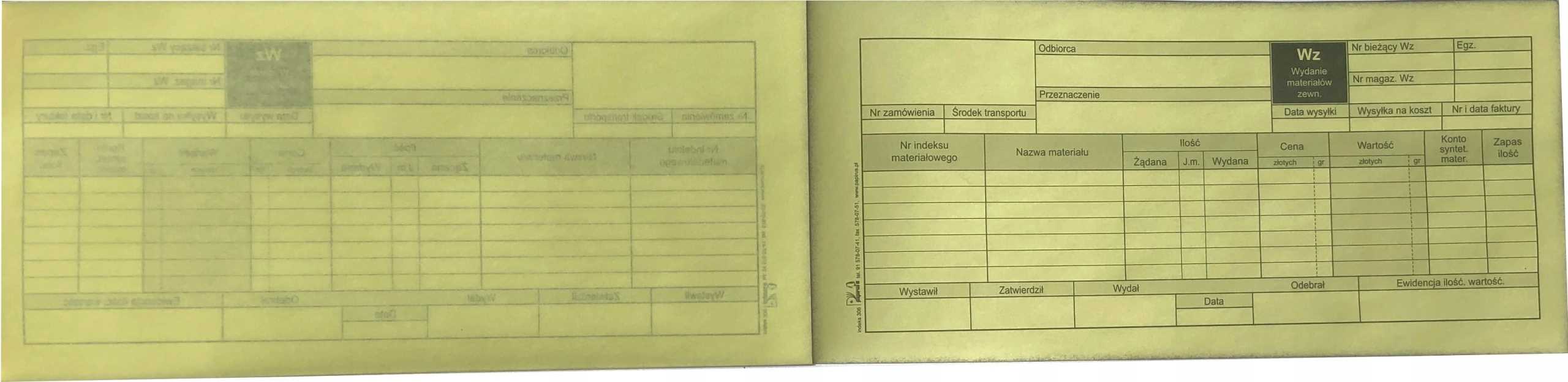 WZ - Wydanie Na Zewnątrz 1/3 A4 - PAPIRUS - 10 szt.