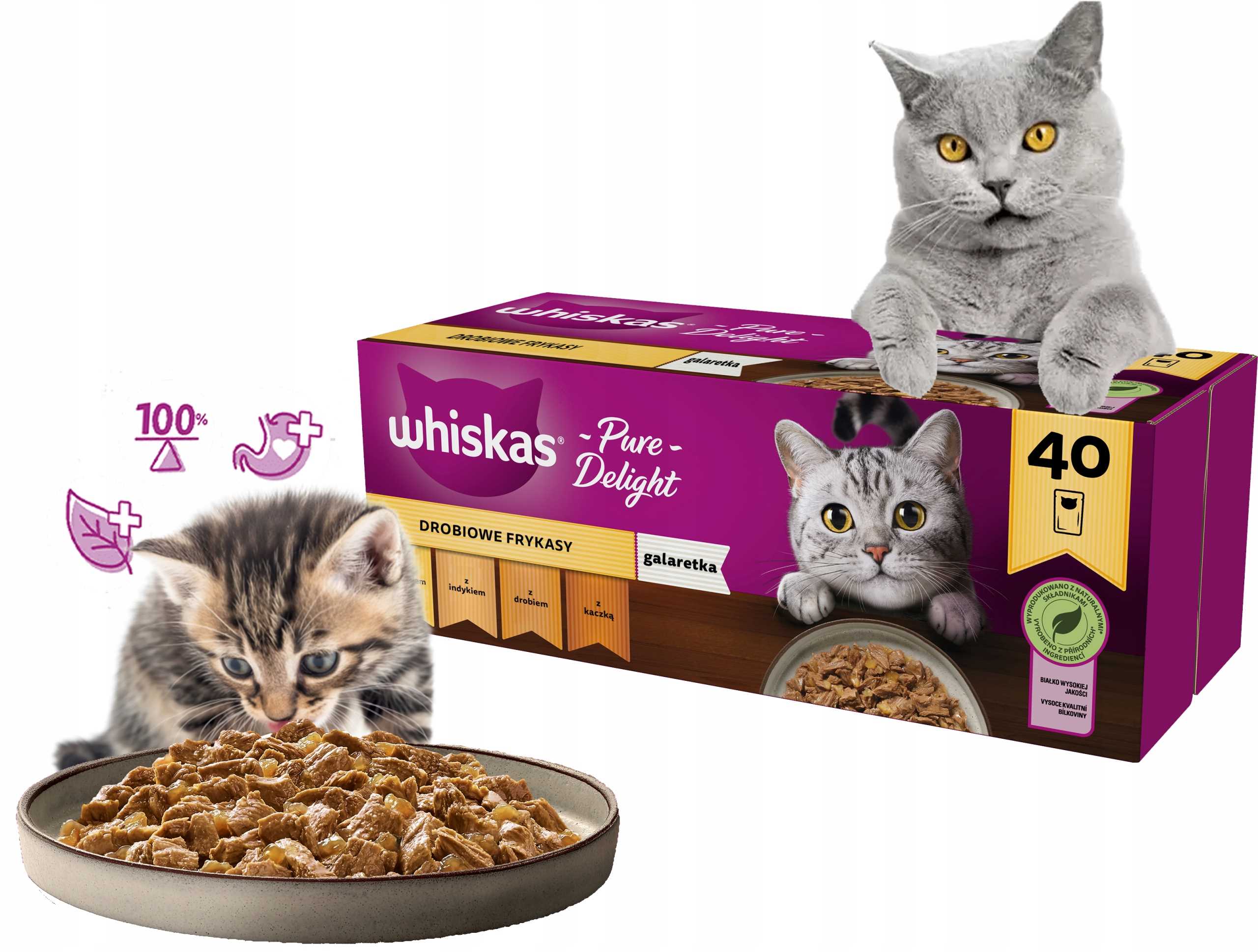 WHISKAS Pure Delight Drobiowe Frykasy Karma w Galaretce 40x85g