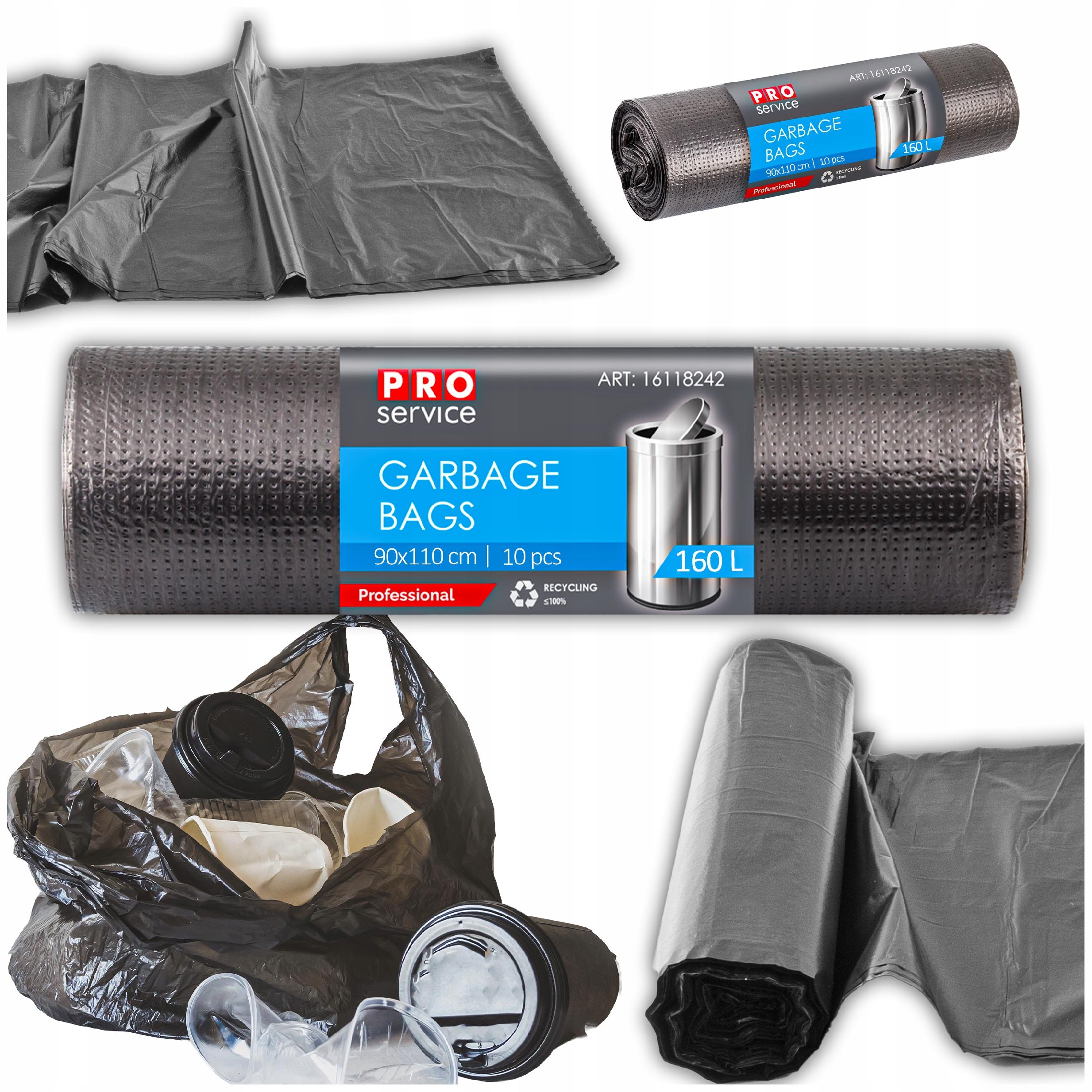Worki Na Śmieci PRO 90x110 Czarne LD 160L 10 szt.