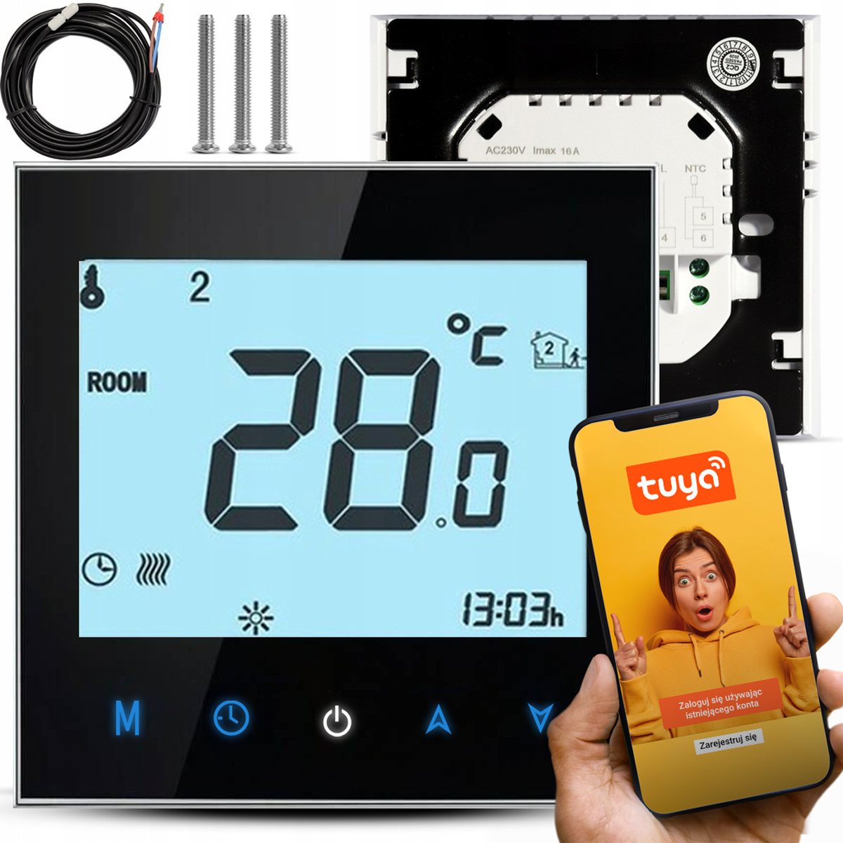 Termostat Cronos Ac605H-Wifi Czarny