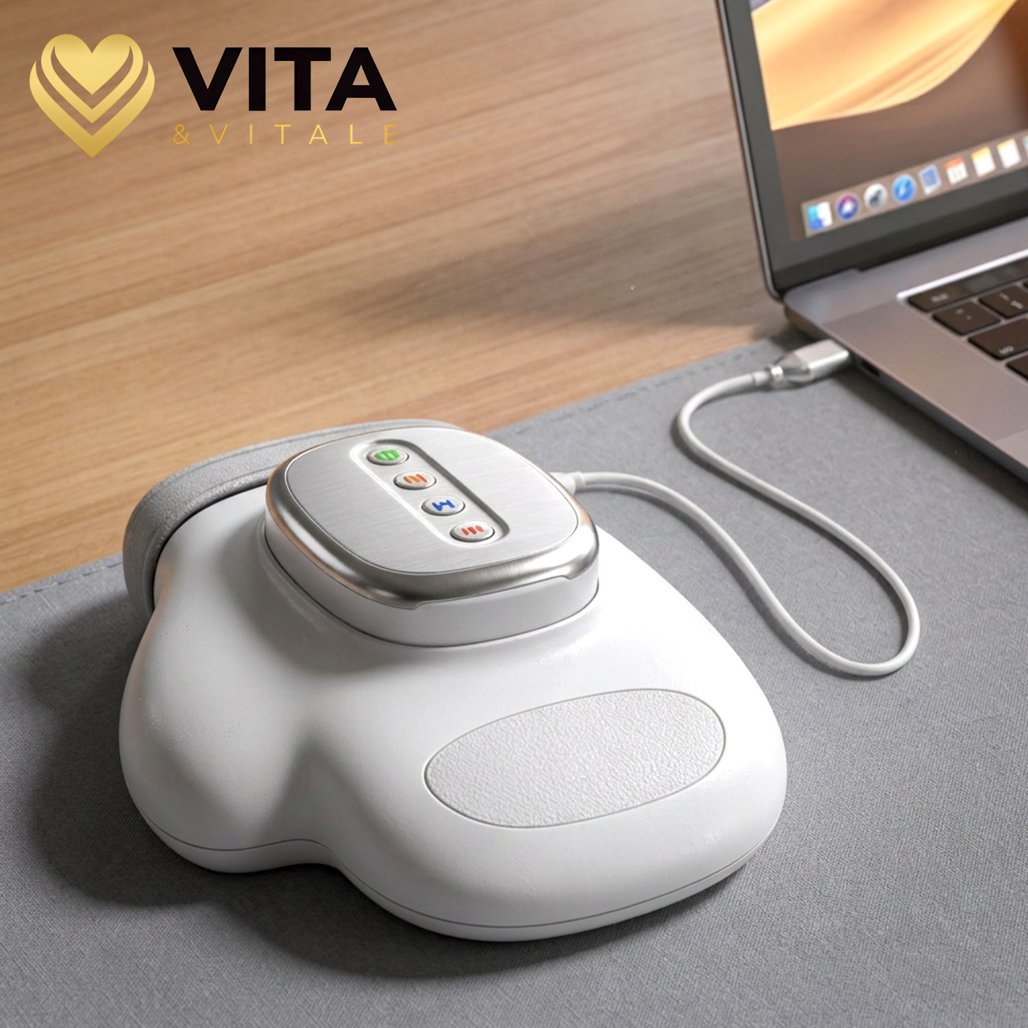Masażer dłoni Vita Vitale ST-1802A ładowany kablem USB-C przy laptopie