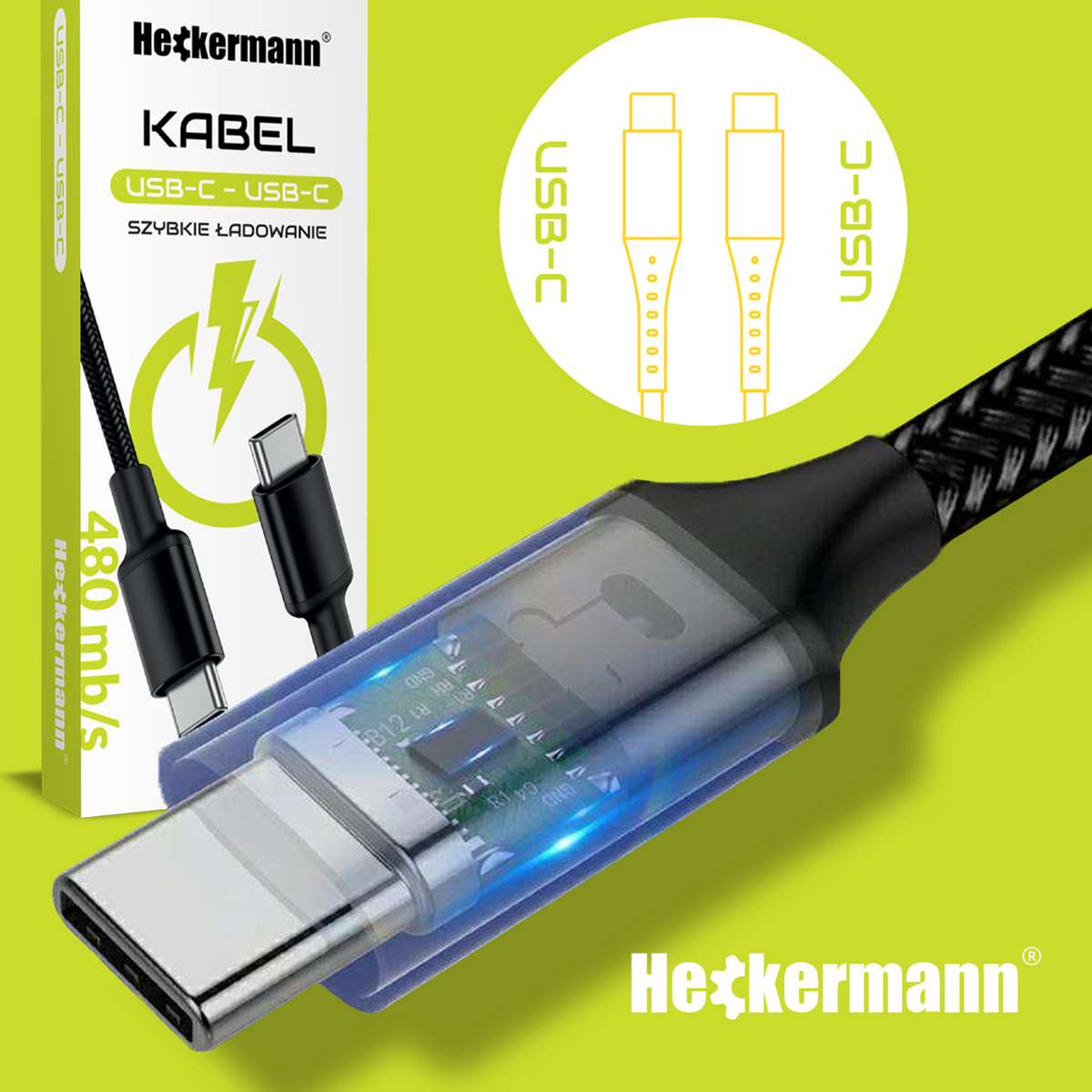Kabel Usb C-C 3A Heckermann 610Cc
