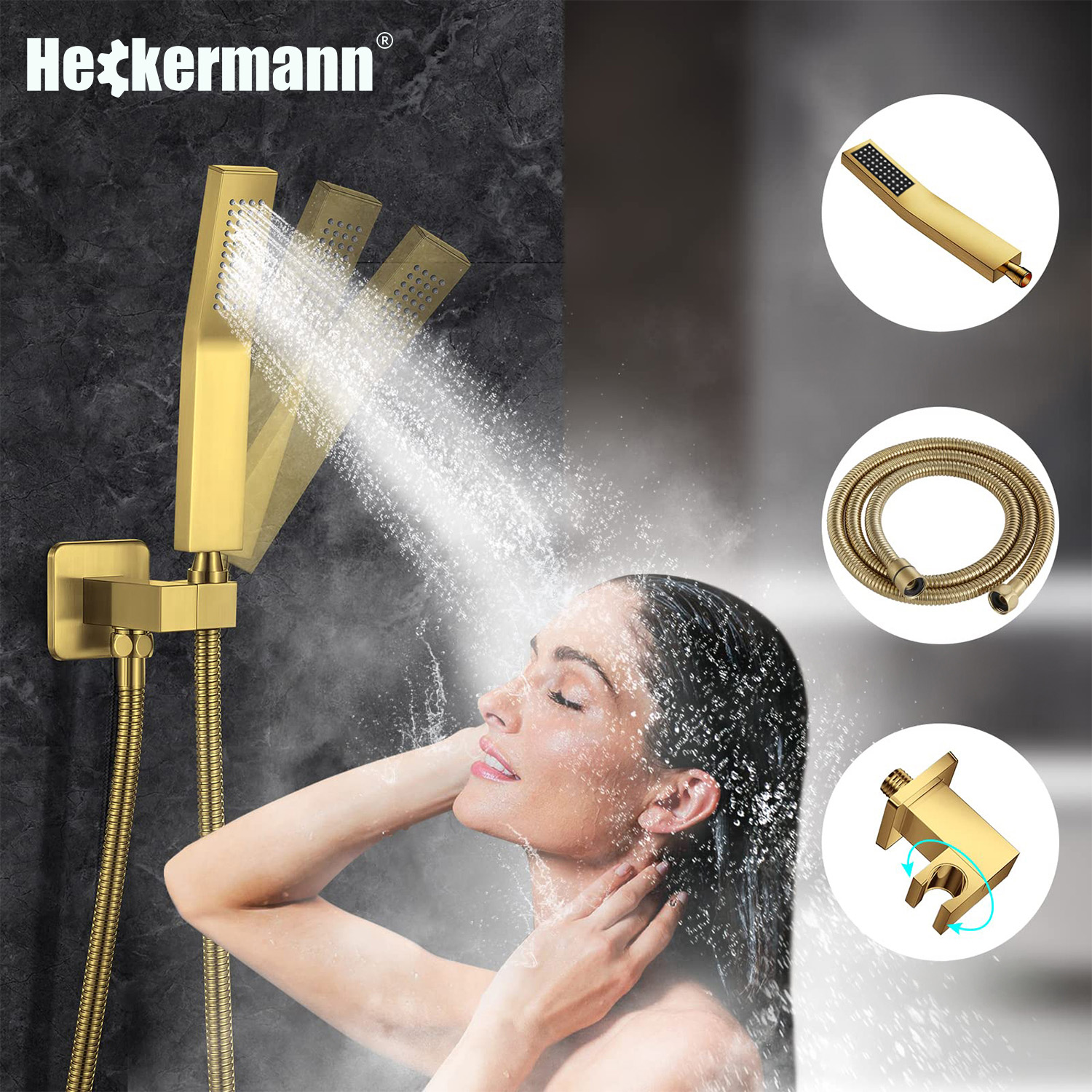 Zestaw prysznicowy podtynkowy Heckermann MS-25602 Złoty