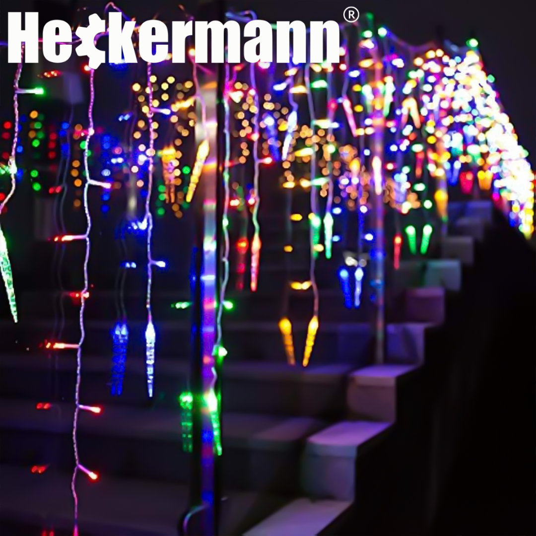 LAMPKI ZEWNĘTRZNE I WEWNĘTRZNE ŚWIĄTECZNE SOPLE 216 LED Z EFEKTEM ŚWIATEŁKA