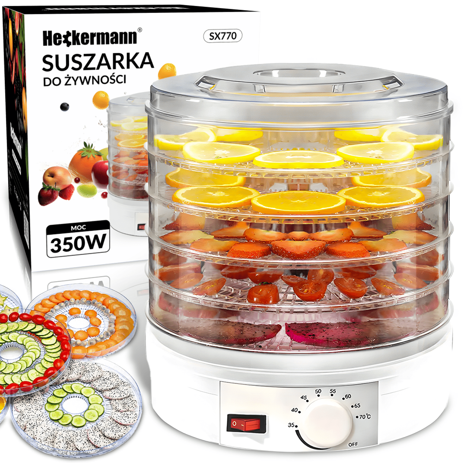 SUSZARKA DO GRZYBÓW OWOCÓW WARZYW ŻYWNOŚCI ZIÓŁ SPOŻYWCZA 350W DUŻA 5 SIT