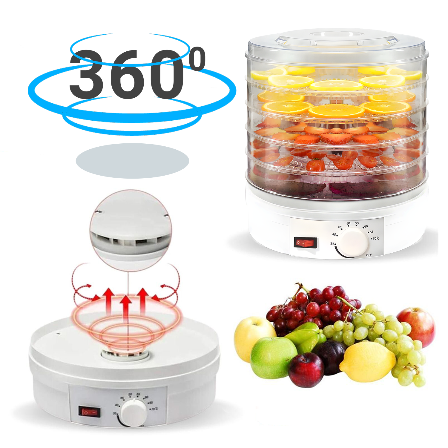 SUSZARKA DO GRZYBÓW OWOCÓW WARZYW ŻYWNOŚCI ZIÓŁ SPOŻYWCZA 350W DUŻA 5 SIT