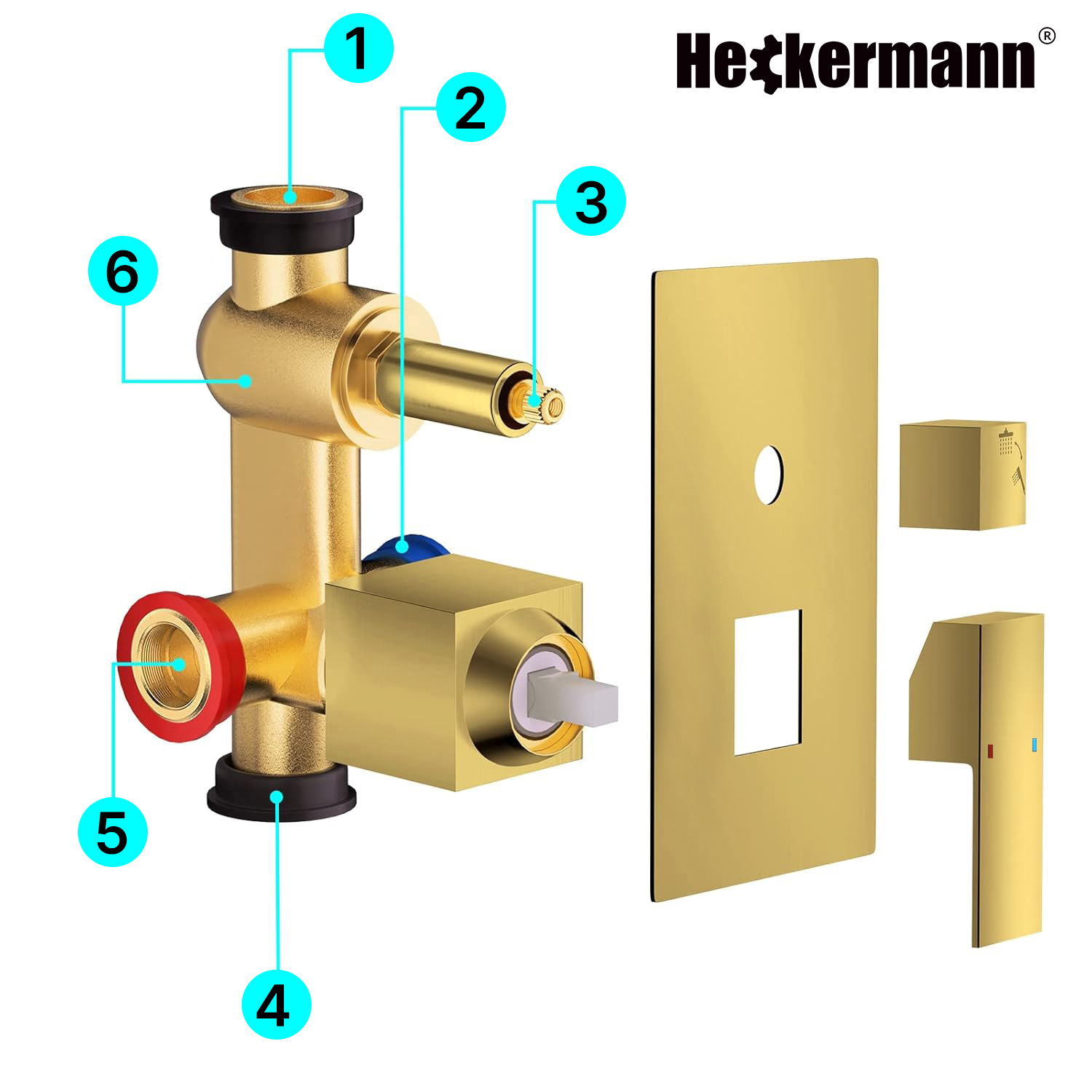Zestaw prysznicowy podtynkowy Heckermann MS-25602 Złoty