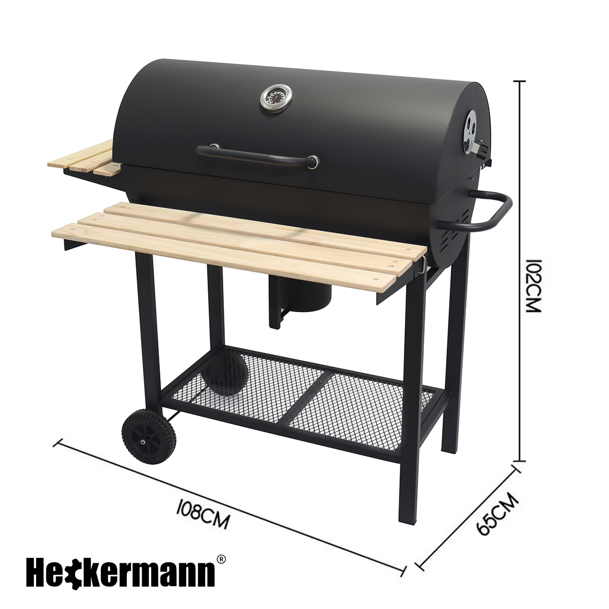 Wymiary grilla Heckermann KY1813-24F — 108×65×102 cm