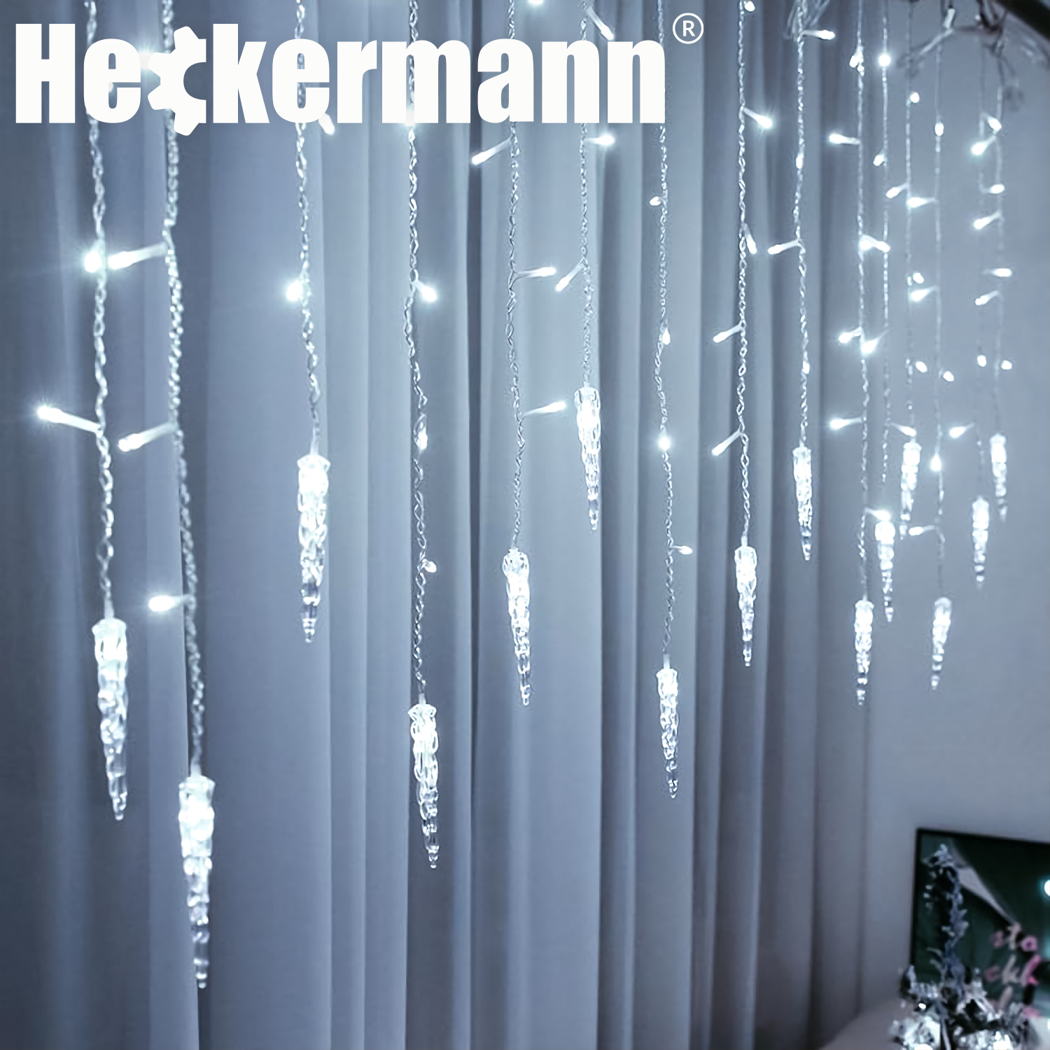 LAMPKI ZEWNĘTRZNE I WEWNĘTRZNE ŚWIĄTECZNE SOPLE 216 LED Z EFEKTEM ŚWIATEŁKA