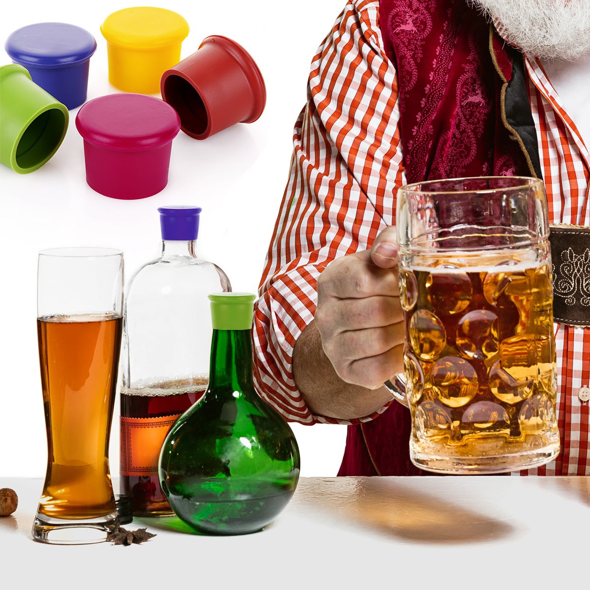 Zestaw 3X Zatyczka Silikonowa Korek Do Butelek Zielona