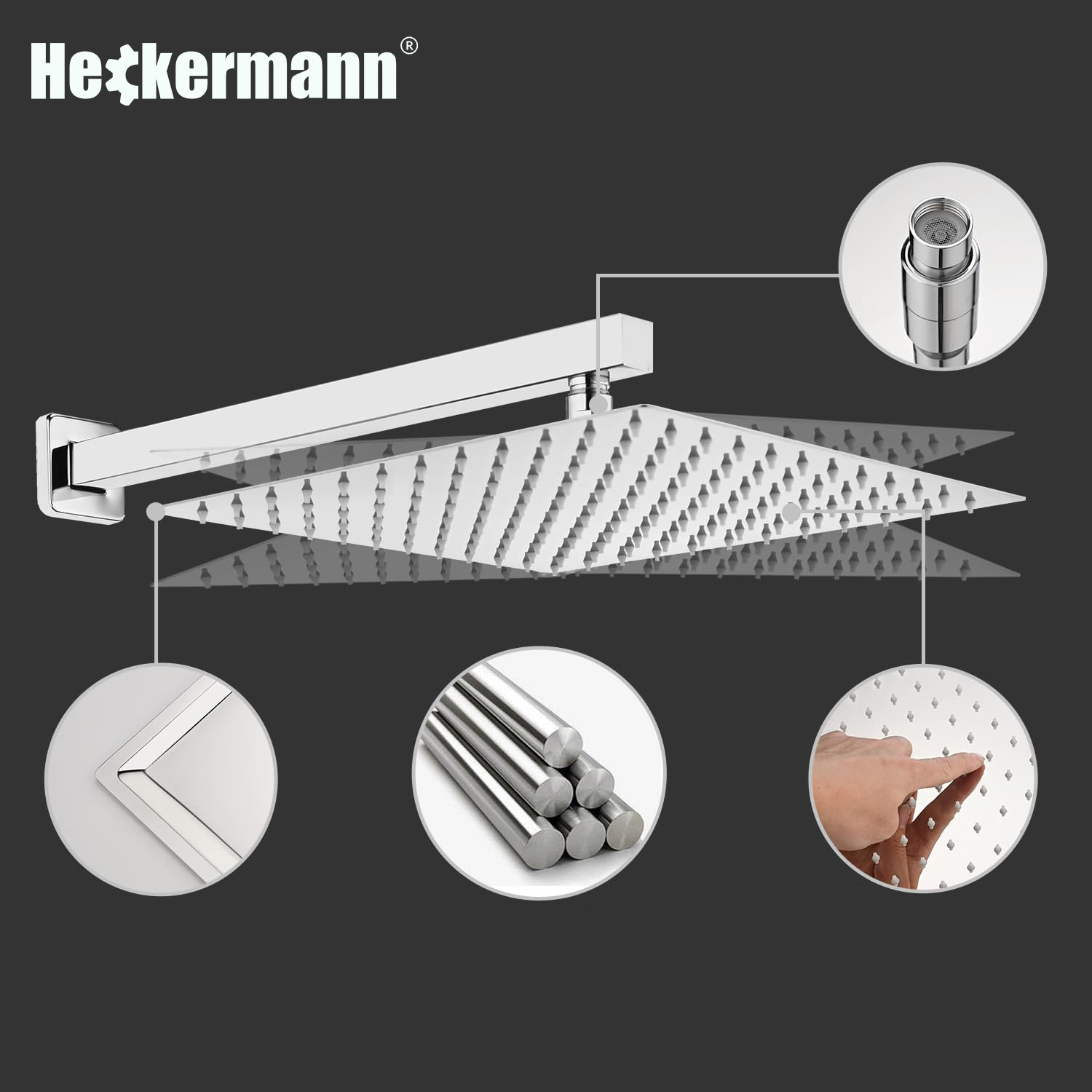 Zestaw prysznicowy podtynkowy Heckermann MS-25602 Srebrny