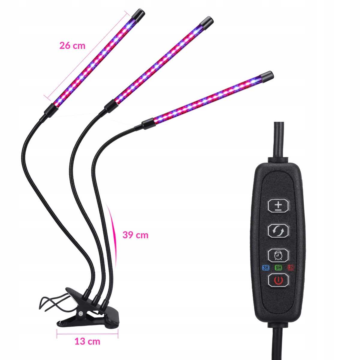 3x LAMPA LED DO WZROSTU ROŚLIN 60x LED TIMER TRYBY 27W 1200LM