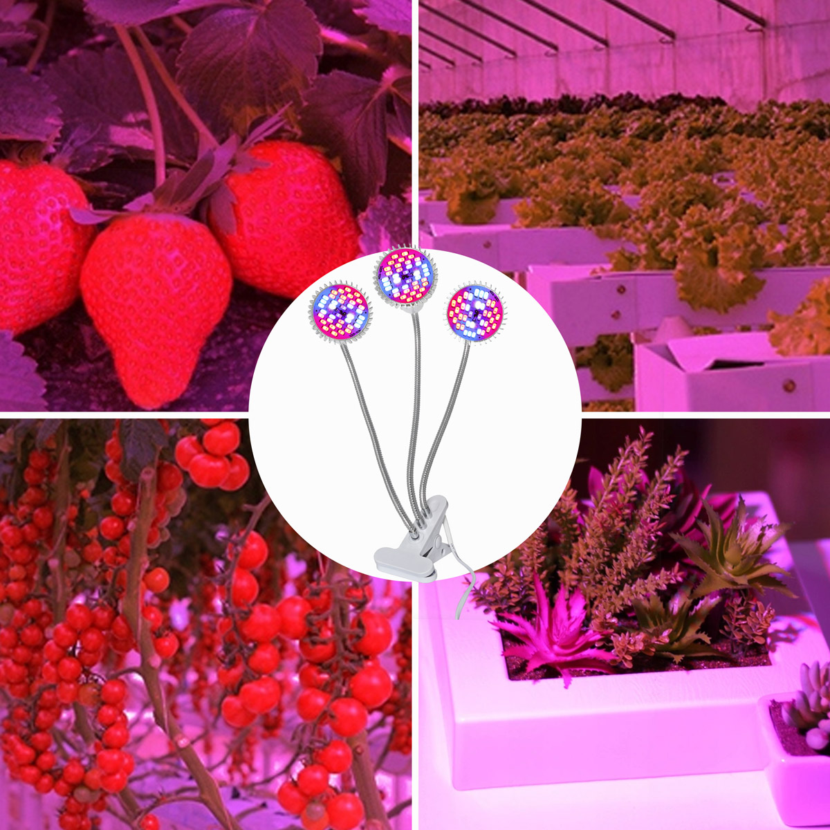 LAMPA LED DO WZROSTU UPRAWY ROŚLIN 90W 3000lm 3 GŁOWICE