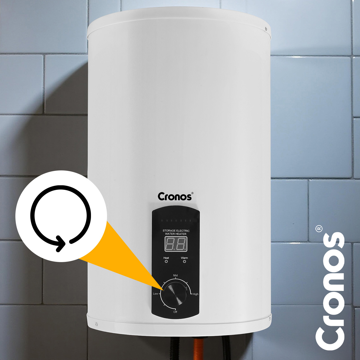Cronos YA-001 — panel sterowania z pokrętłem Low Mid High i wyświetlaczem LED