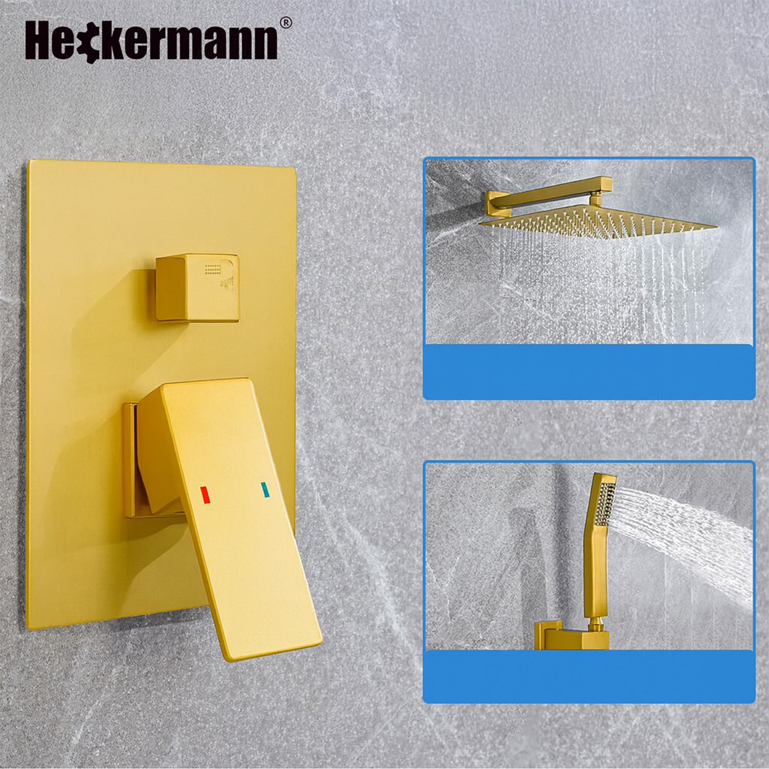 Zestaw prysznicowy podtynkowy Heckermann MS-25602 Złoty