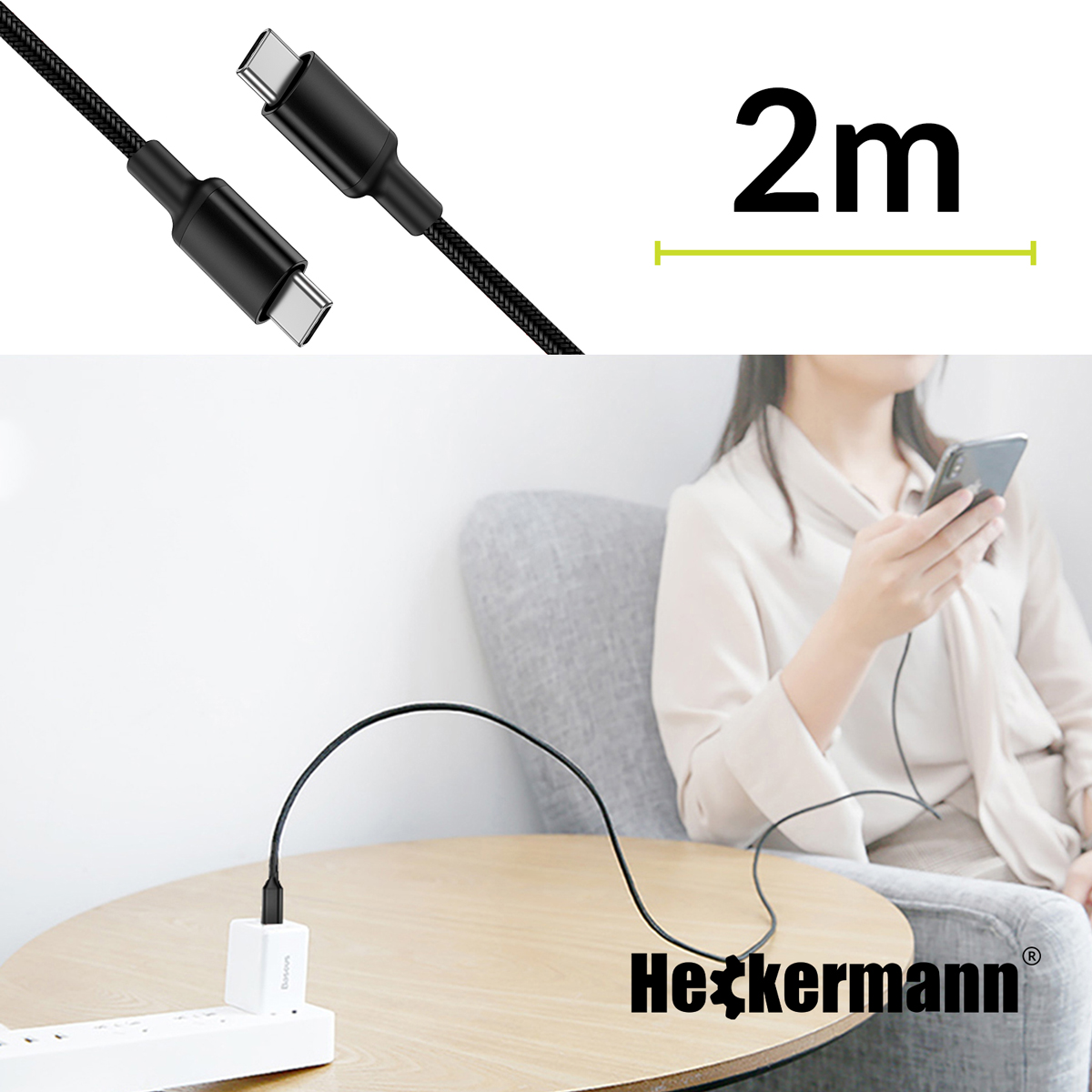 Kabel Usb C-C 3A Heckermann 610Cc
