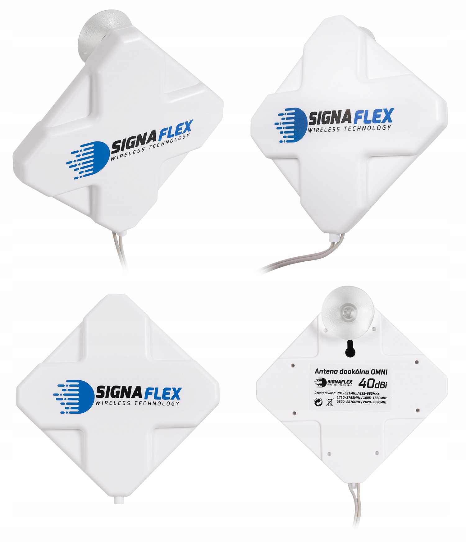 Zestaw Antena Signaflex Mini X-Cross 2X20Dbi 5M Crc9 Biała + Mapa Bts