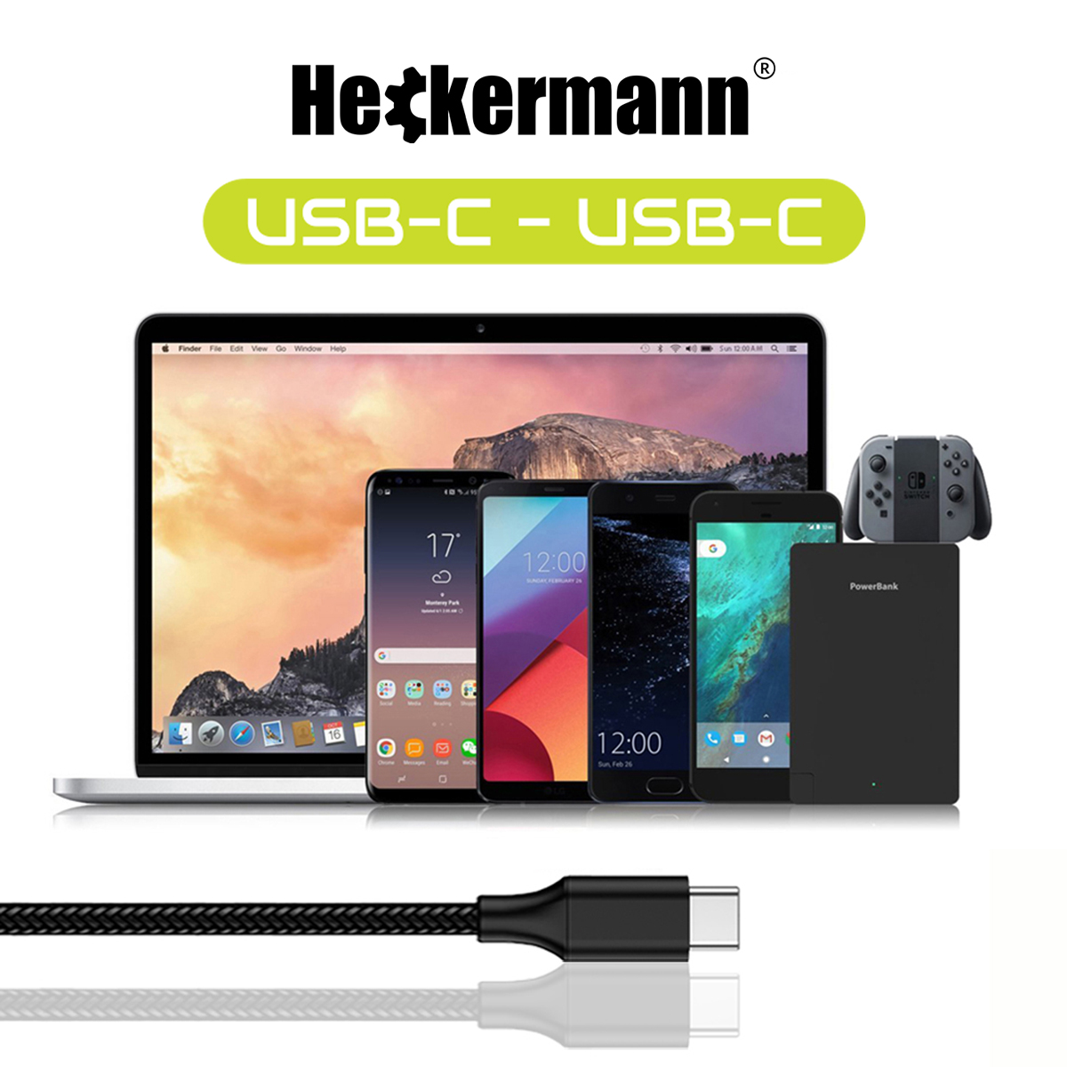 Kabel Usb C-C 3A Heckermann 610Cc
