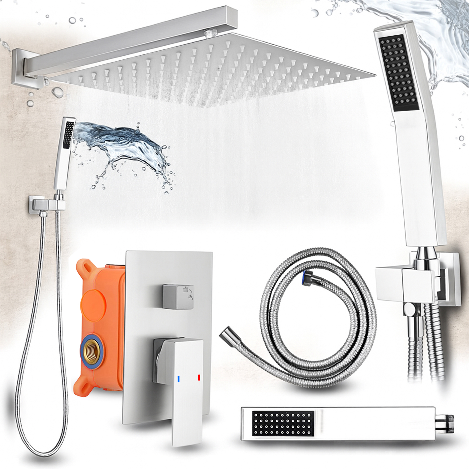 Zestaw prysznicowy podtynkowy Heckermann MS-25602 Srebrny