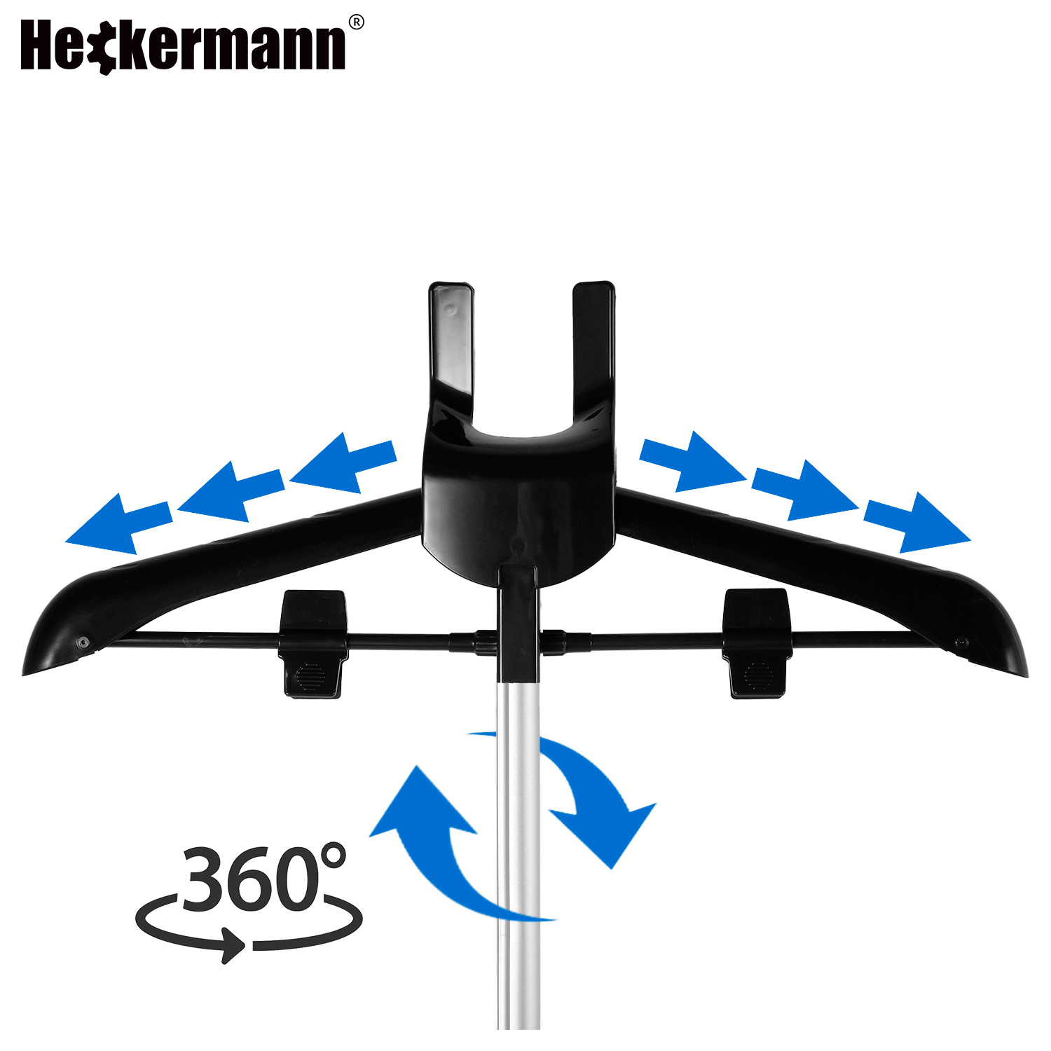 Wieszak obrotowy 360° stojaka Heckermann – zbliżenie na mechanizm obrotu