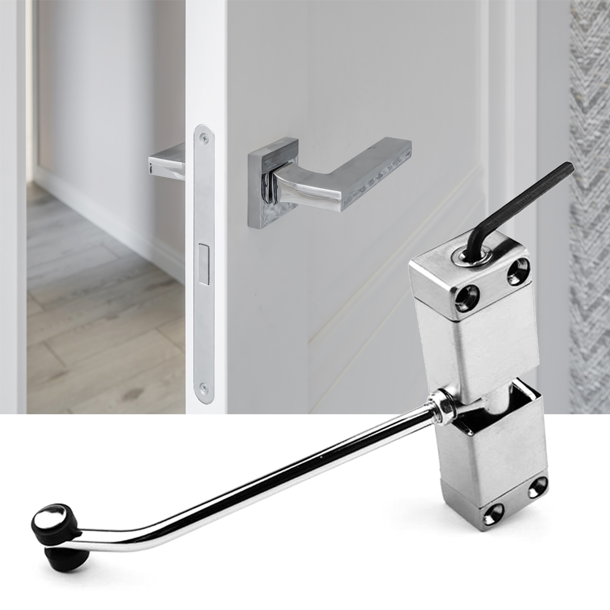 Metalowy Domykacz Drzwi Heckermann Jybmq08 Srebrny