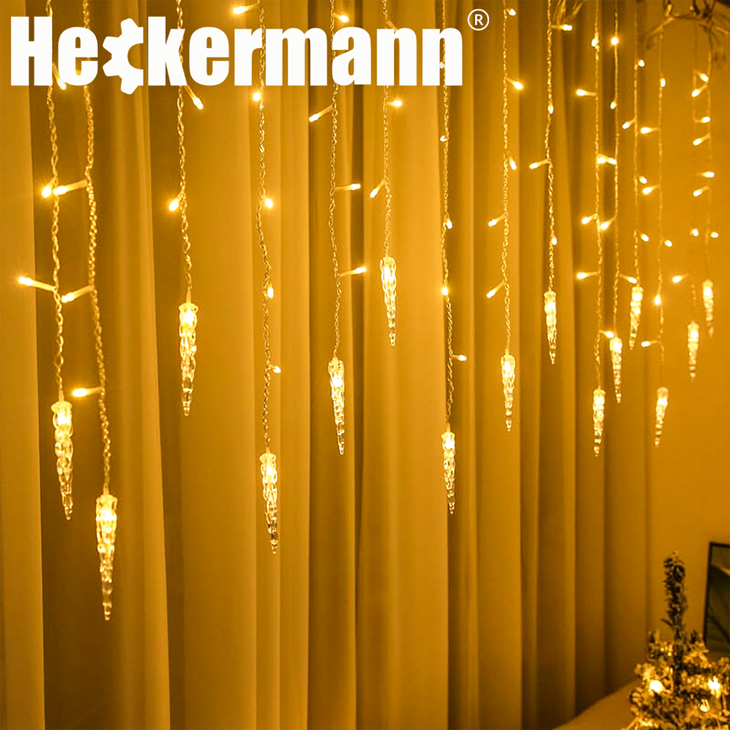 LAMPKI ZEWNĘTRZNE I WEWNĘTRZNE ŚWIĄTECZNE SOPLE 216 LED Z EFEKTEM ŚWIATEŁKA