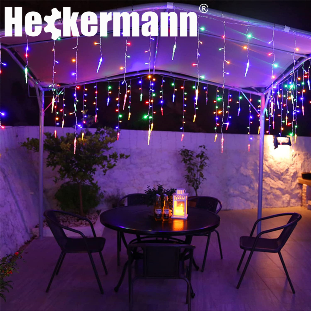 LAMPKI ZEWNĘTRZNE I WEWNĘTRZNE ŚWIĄTECZNE SOPLE 216 LED Z EFEKTEM ŚWIATEŁKA