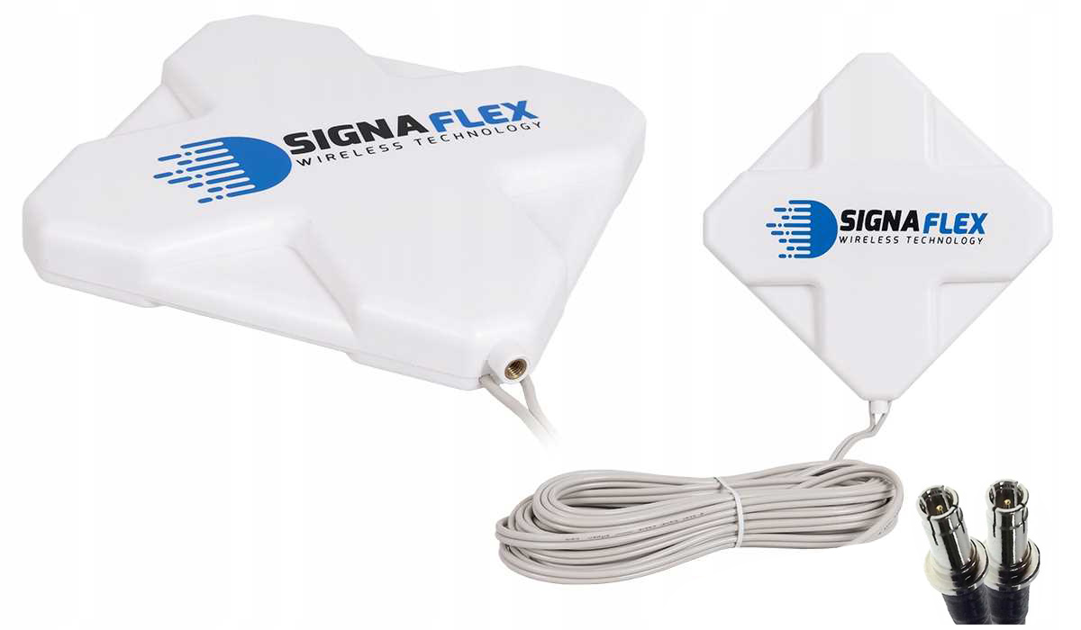 Zestaw Antena Signaflex Mini X-Cross 2X20Dbi 5M Crc9 Biała + Mapa Bts