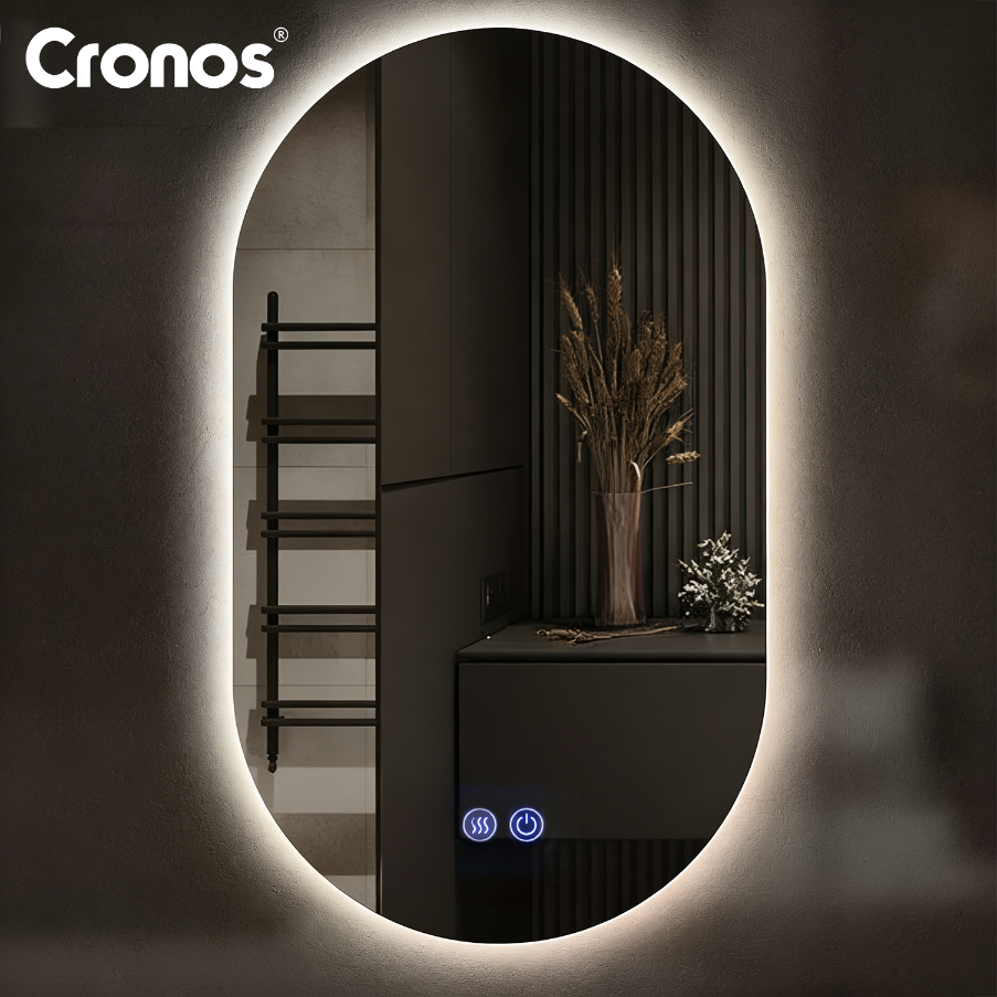 Lustro Cronos owalne 60x90 cm — owalny kształt i tylne podświetlenie LED