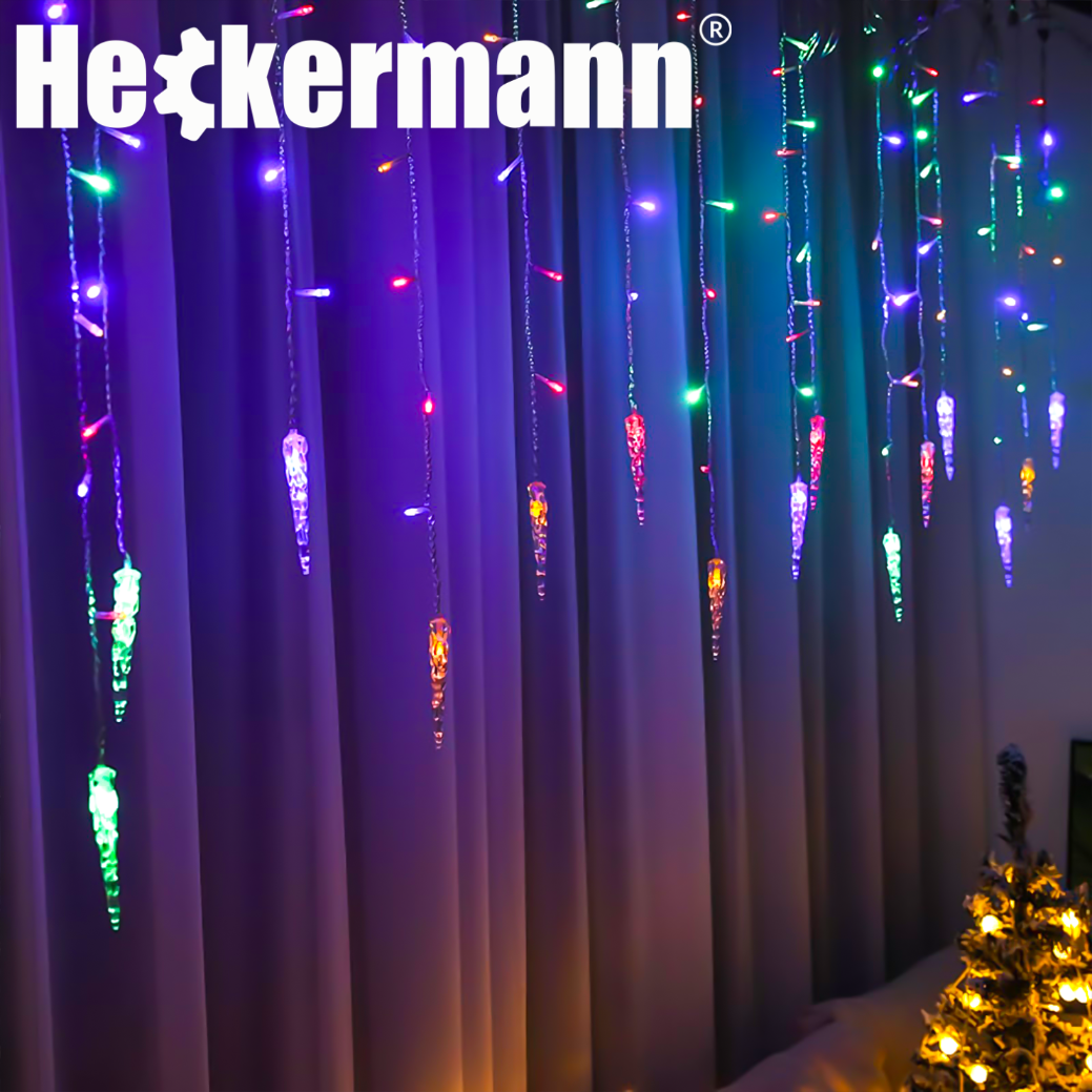 LAMPKI ZEWNĘTRZNE I WEWNĘTRZNE ŚWIĄTECZNE SOPLE 216 LED Z EFEKTEM ŚWIATEŁKA