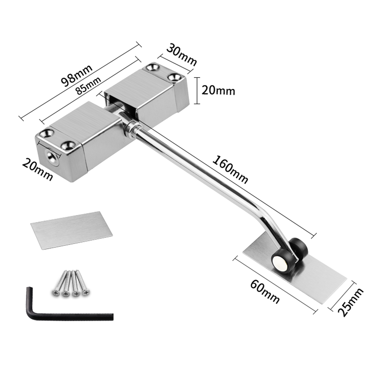 Metalowy Domykacz Drzwi Heckermann Jybmq08 Srebrny