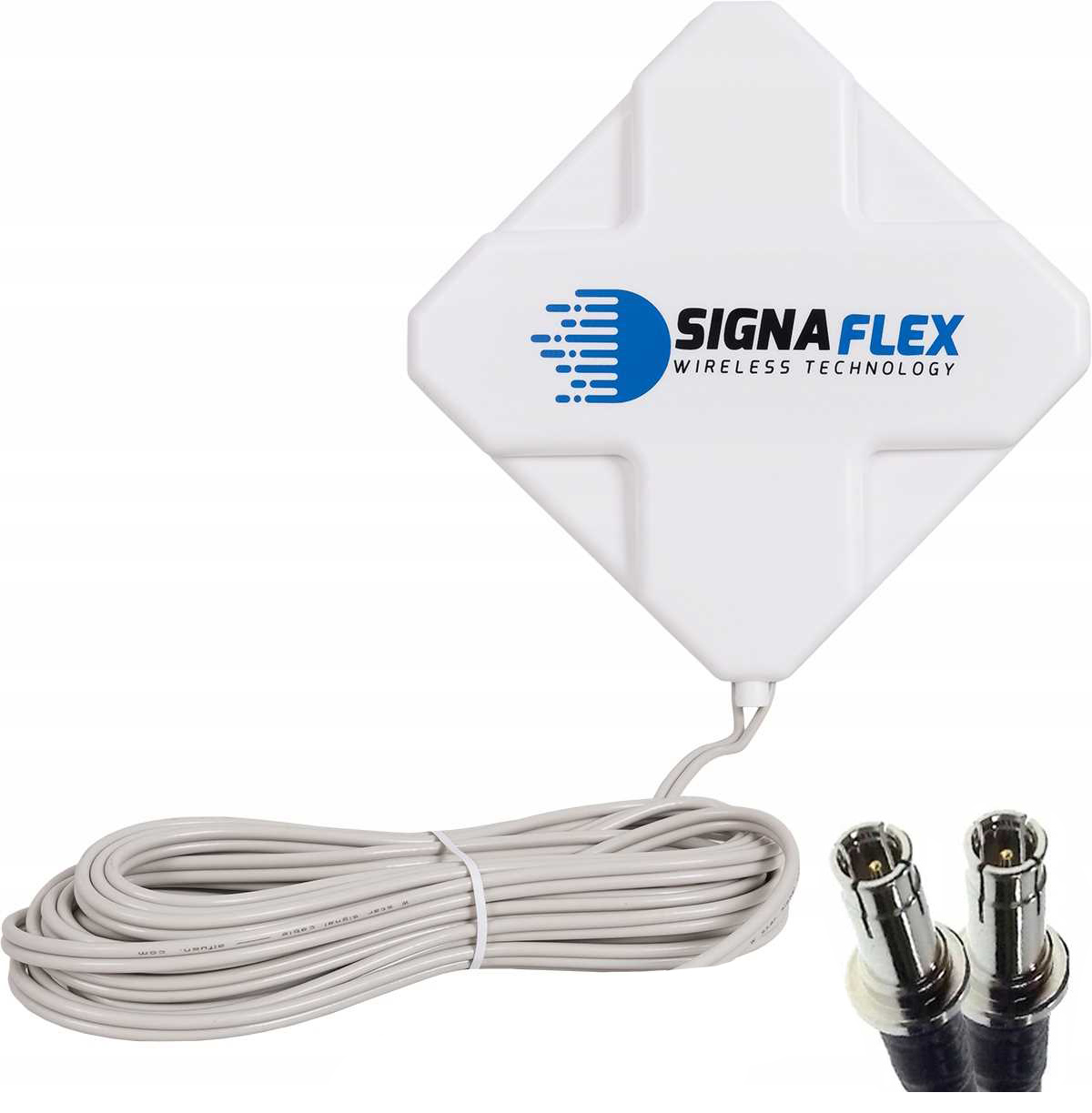 Zestaw Antena Signaflex Mini X-Cross 2X20Dbi 5M Crc9 Biała + Mapa Bts