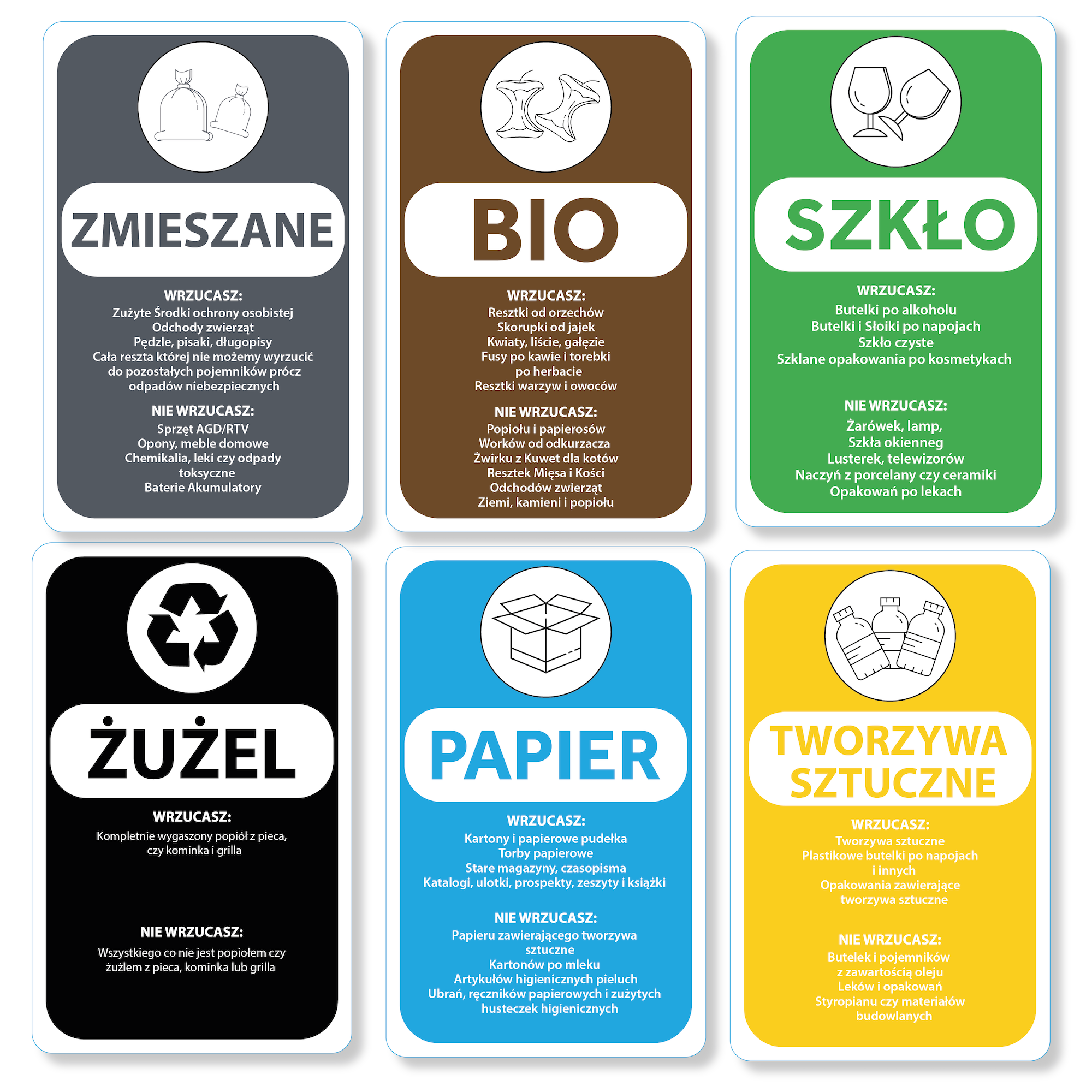 Naklejki segregacyjne 18,6x29,7 cm