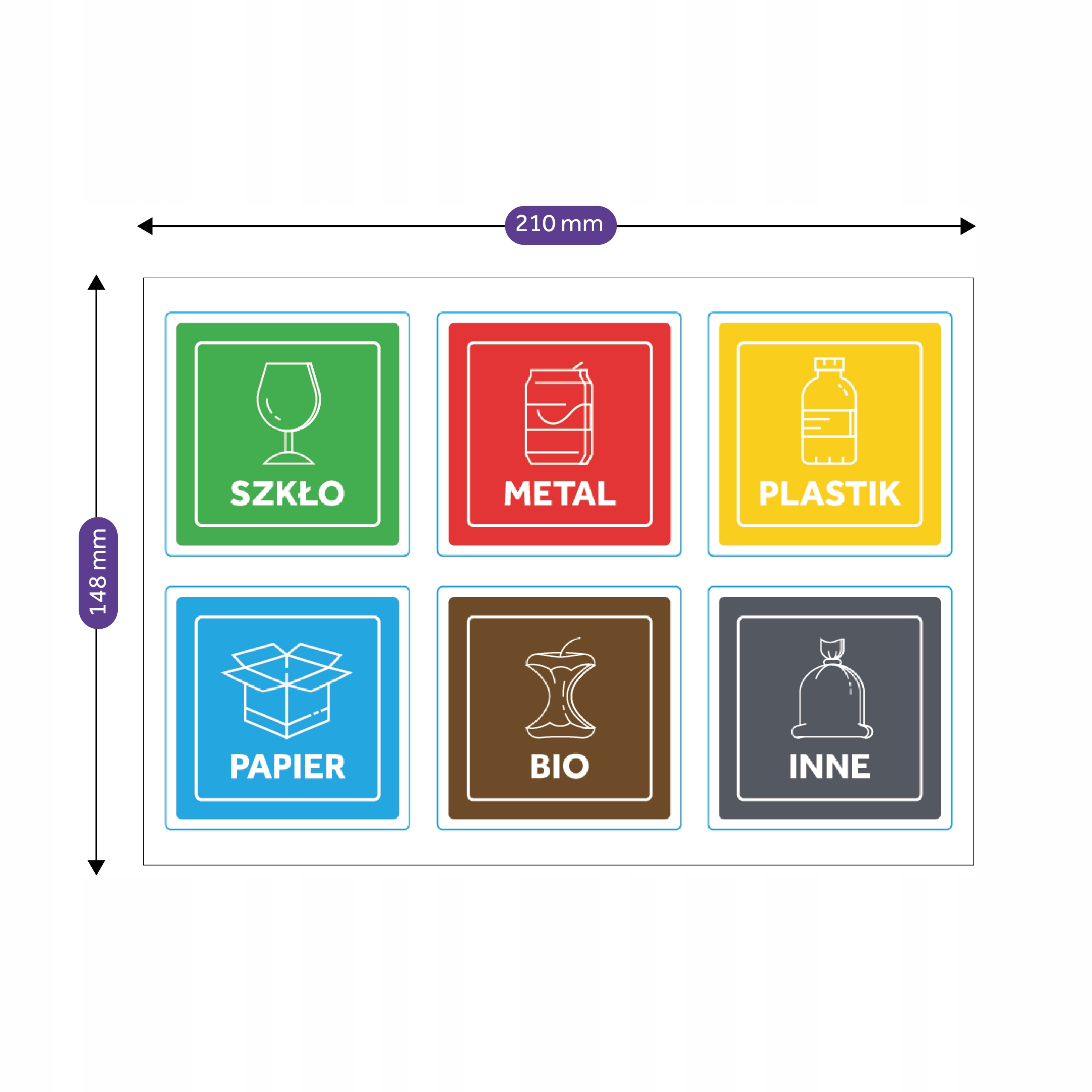 Naklejki segregacyjne 6 szt