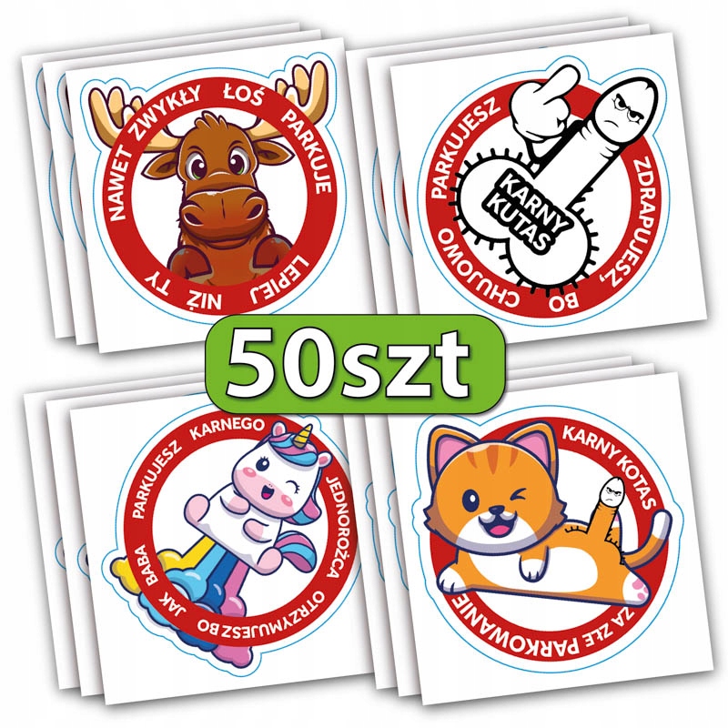 NAKLEJKI KARNE WLEPKI DO WYBORU 50 szt