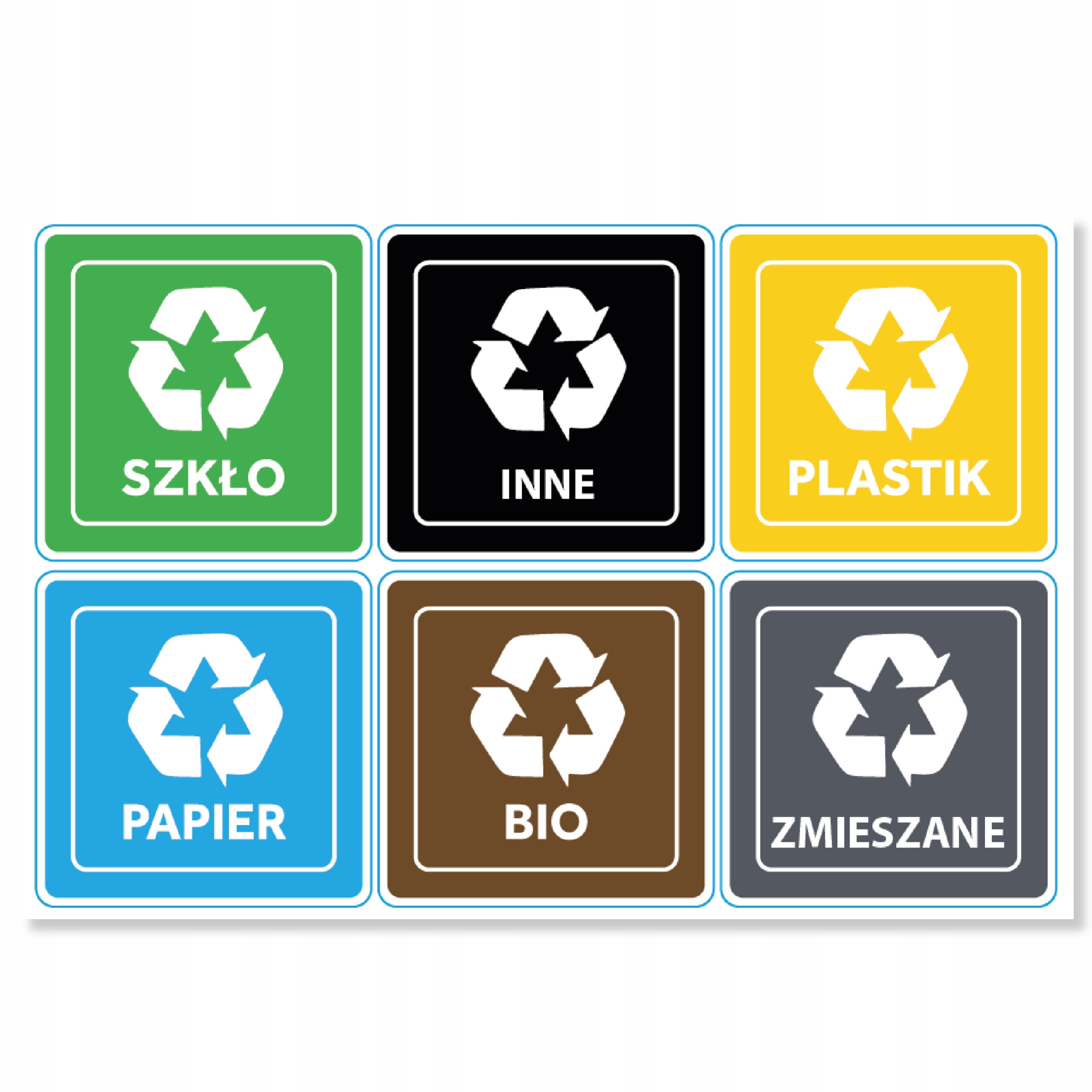 Naklejki segregacjne 9x9 cm KOLOR