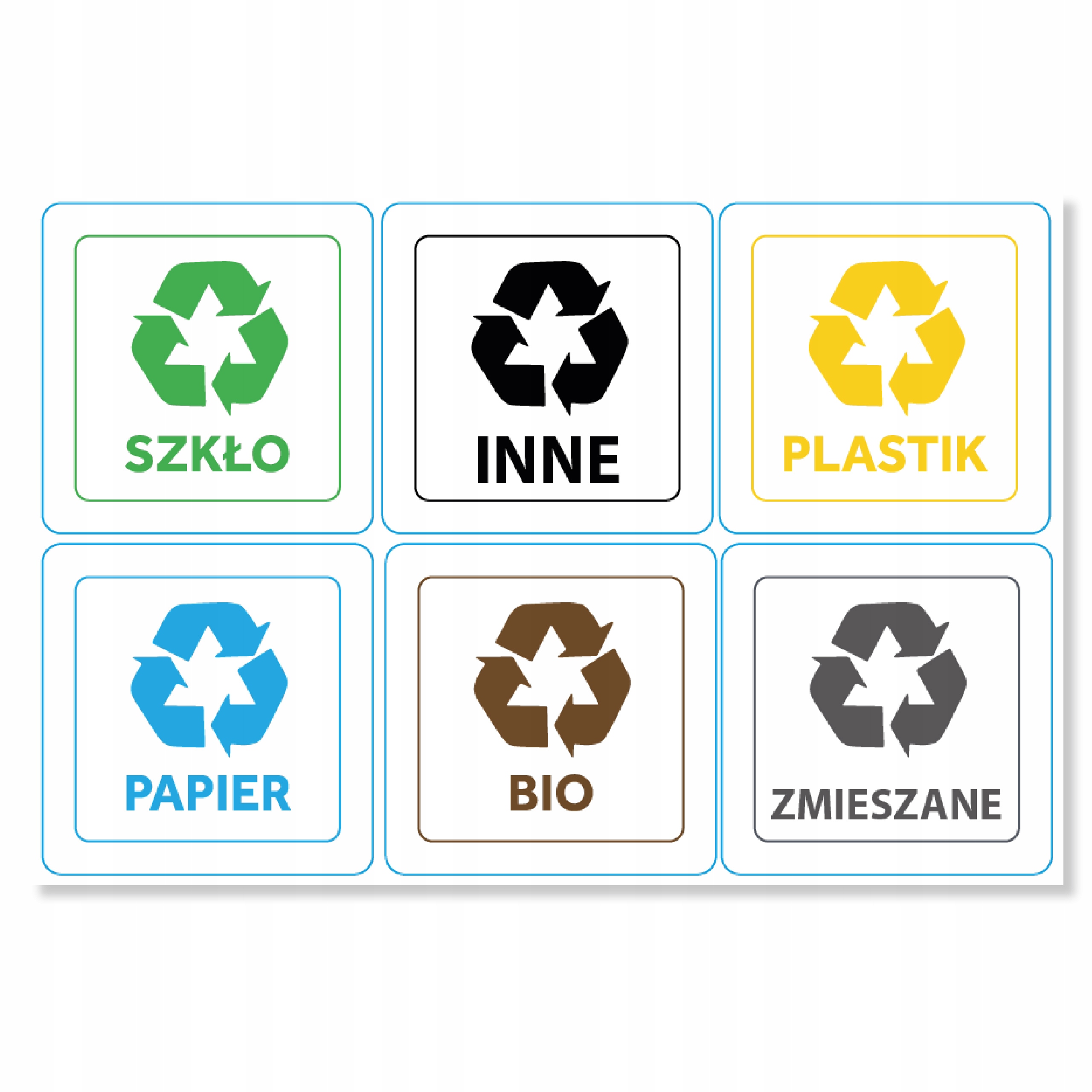 Naklejki na kosze do segregacji śmieci WODOODPORNE