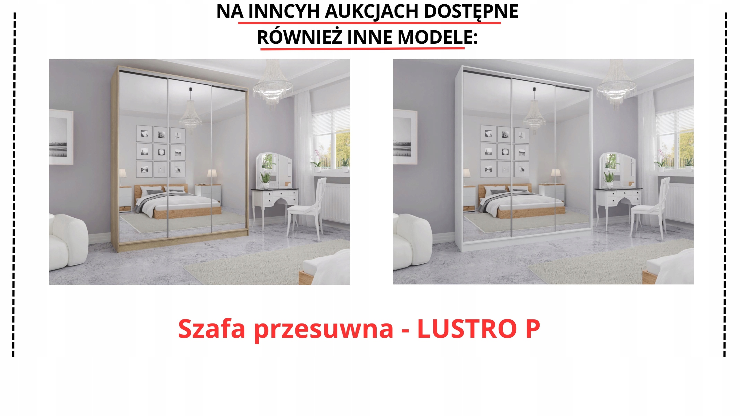 SZAFA PRZESUWNA 230 x 250 3D MAX - BIAŁA + LUSTRO