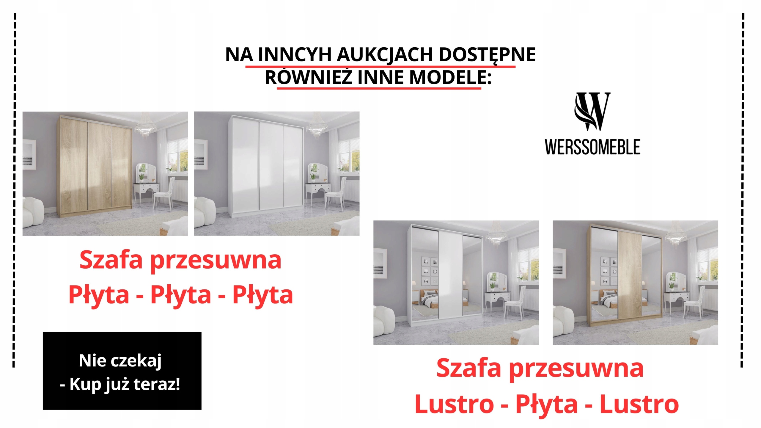 SZAFA PRZESUWNA 220 x 250 3D MAX - BIAŁA + LUSTRO