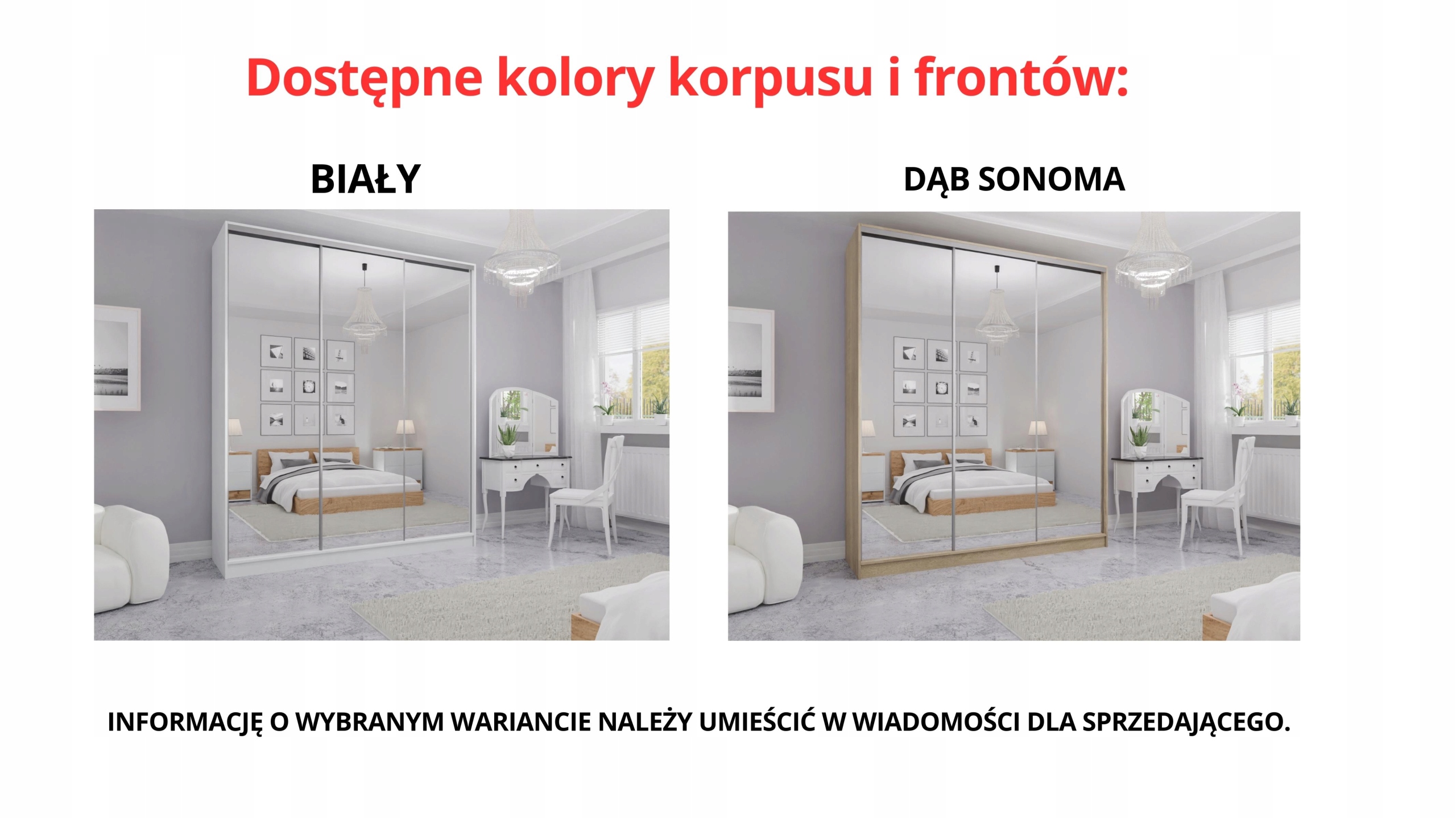 SZAFA PRZESUWNA 150 x 250 3D MAX BIAŁA + 2 LUSTRA