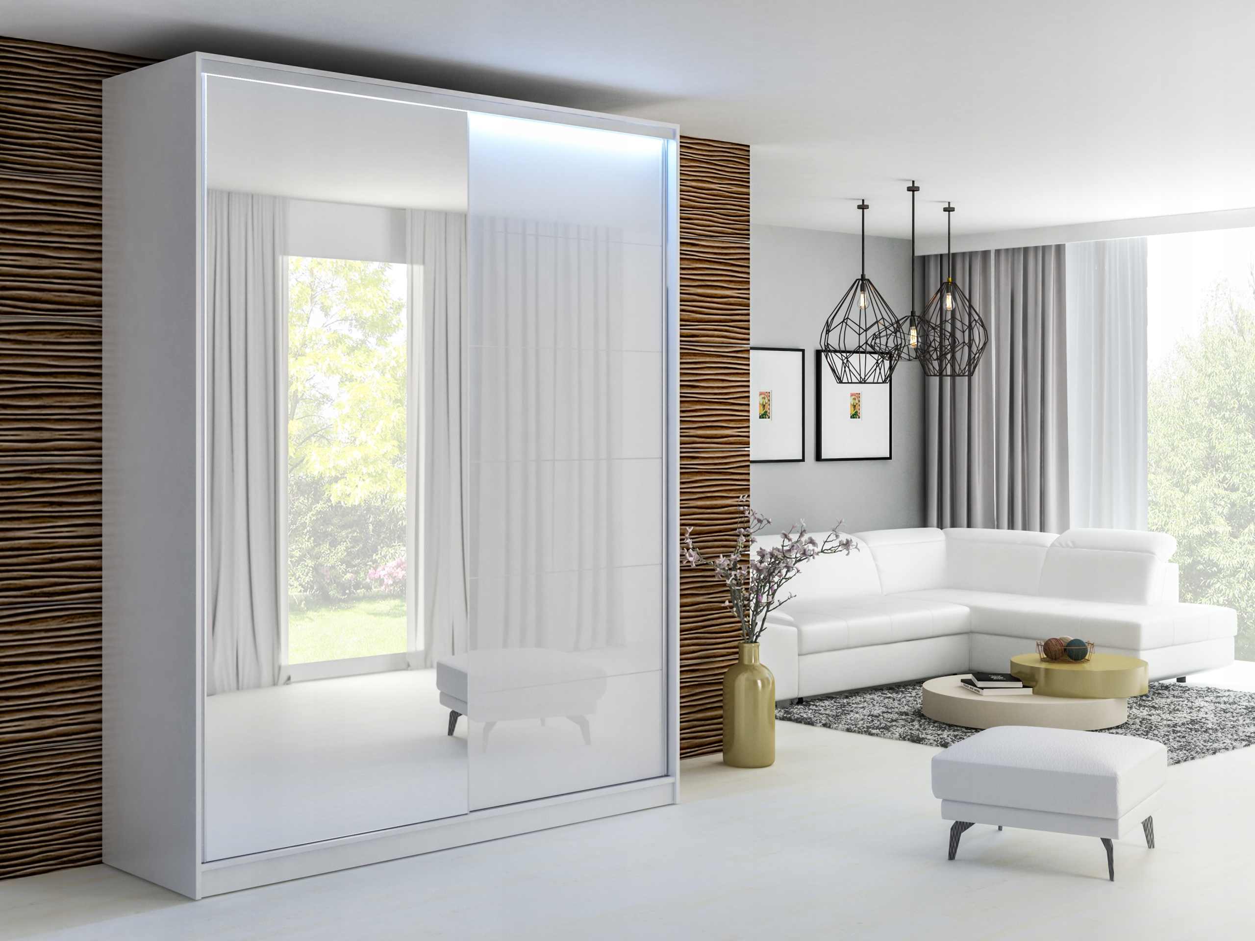 SZAFA PRZESUWNA 120 x 250 BIAŁA LUSTRO - LACOBEL