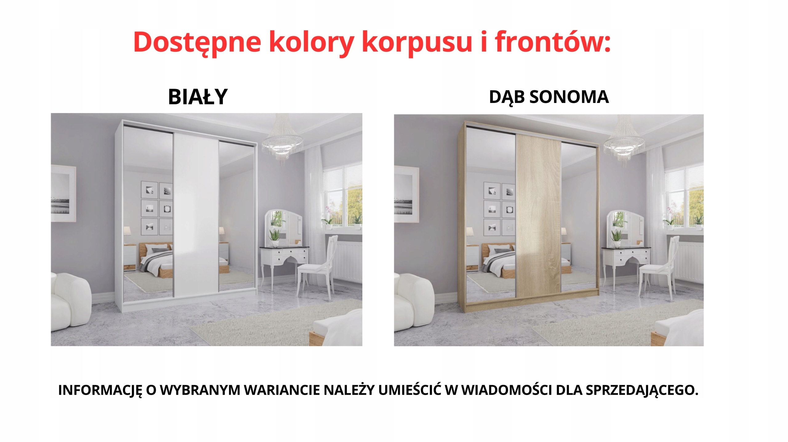 SZAFA PRZESUWNA 210 x 250 3D MAX SONOMA + 2 LUSTRA