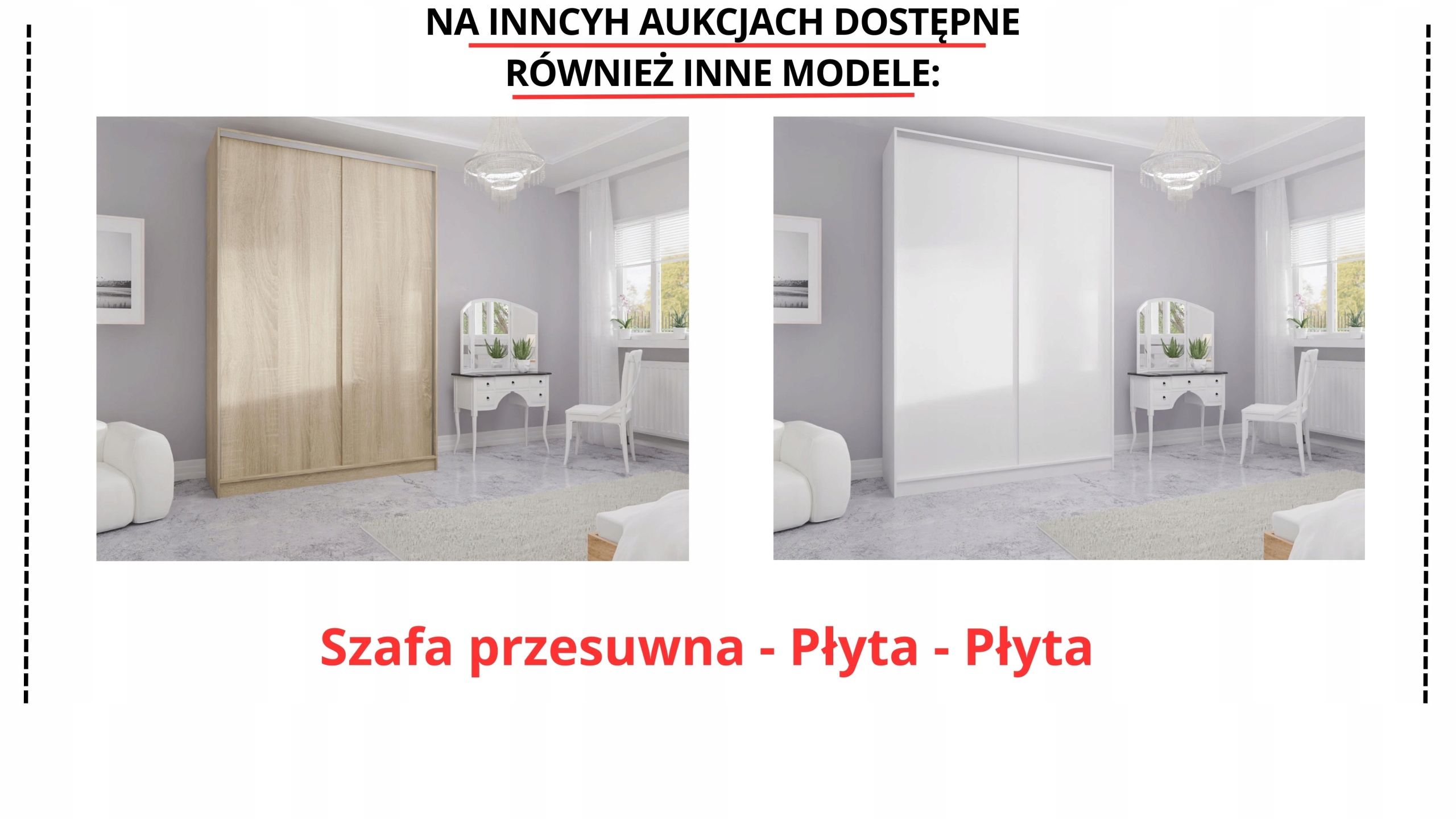 SZAFA PRZESUWNA STANDARD 140 x 250 BIAŁA LUSTRO P