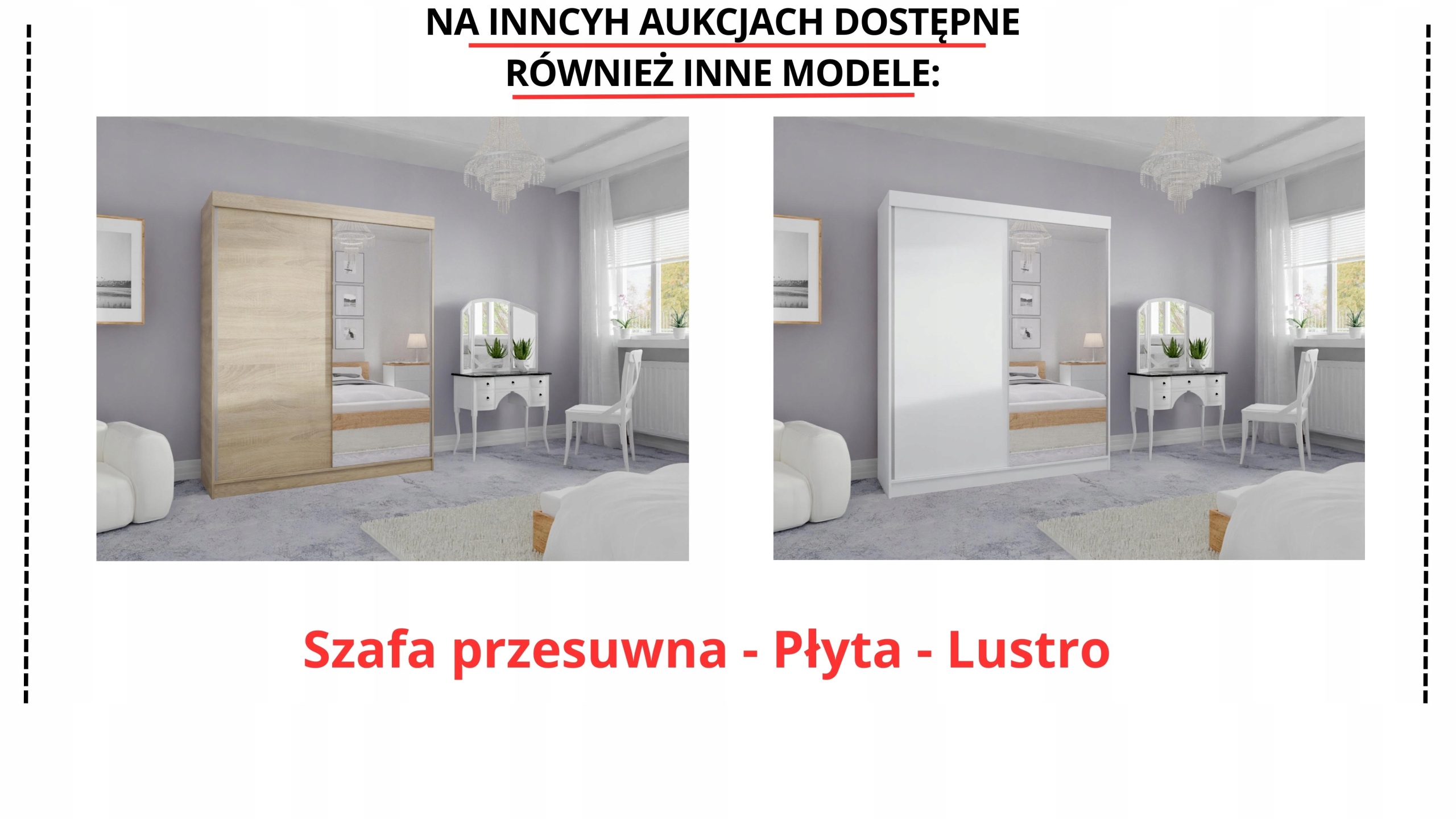 SZAFA PRZESUWNA STANDARD 130 x 205 BIAŁA LUSTRO P