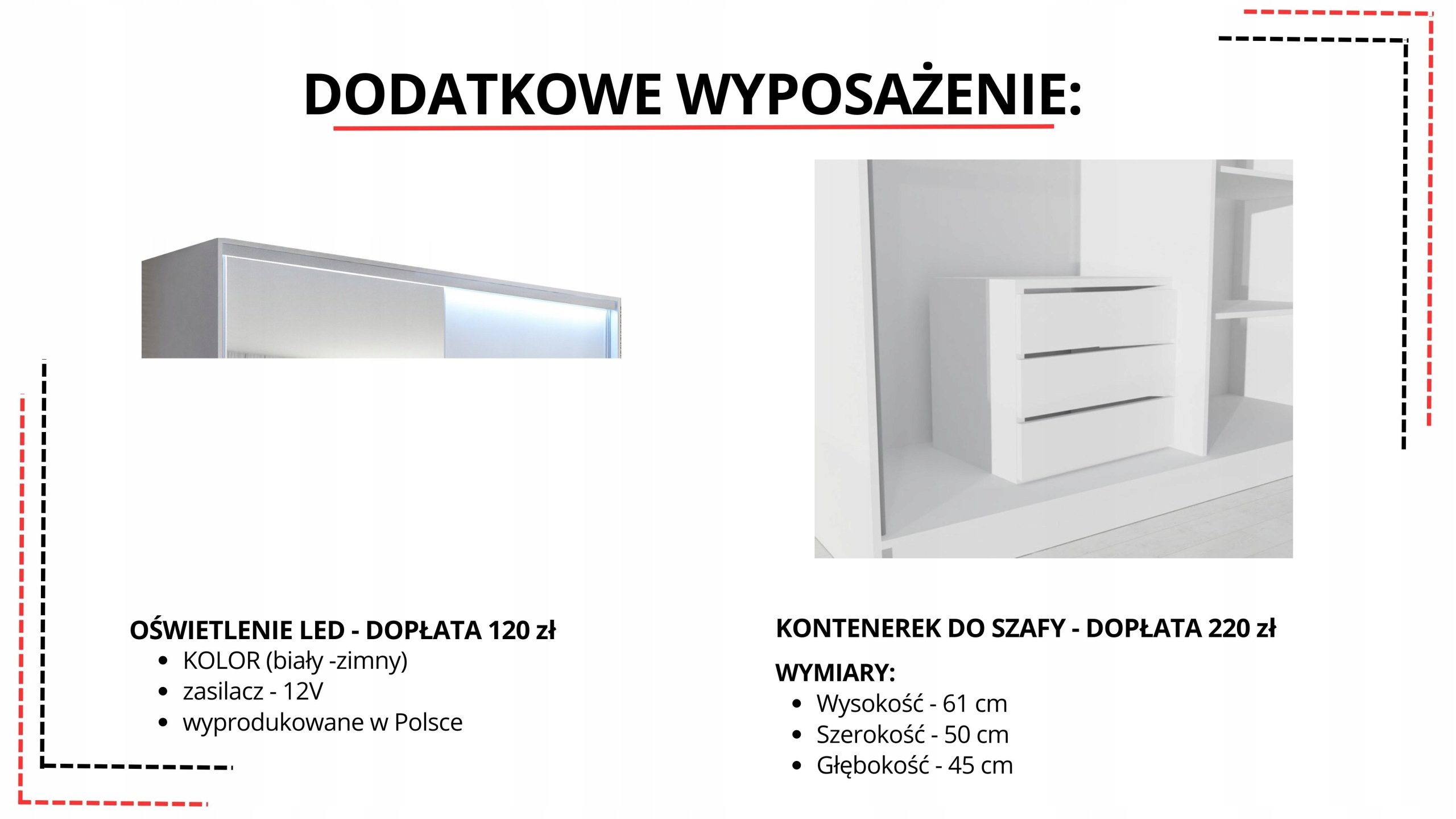 SZAFA PRZESUWNA 190 x 250 3D MAX BIAŁA + 2 LUSTRA