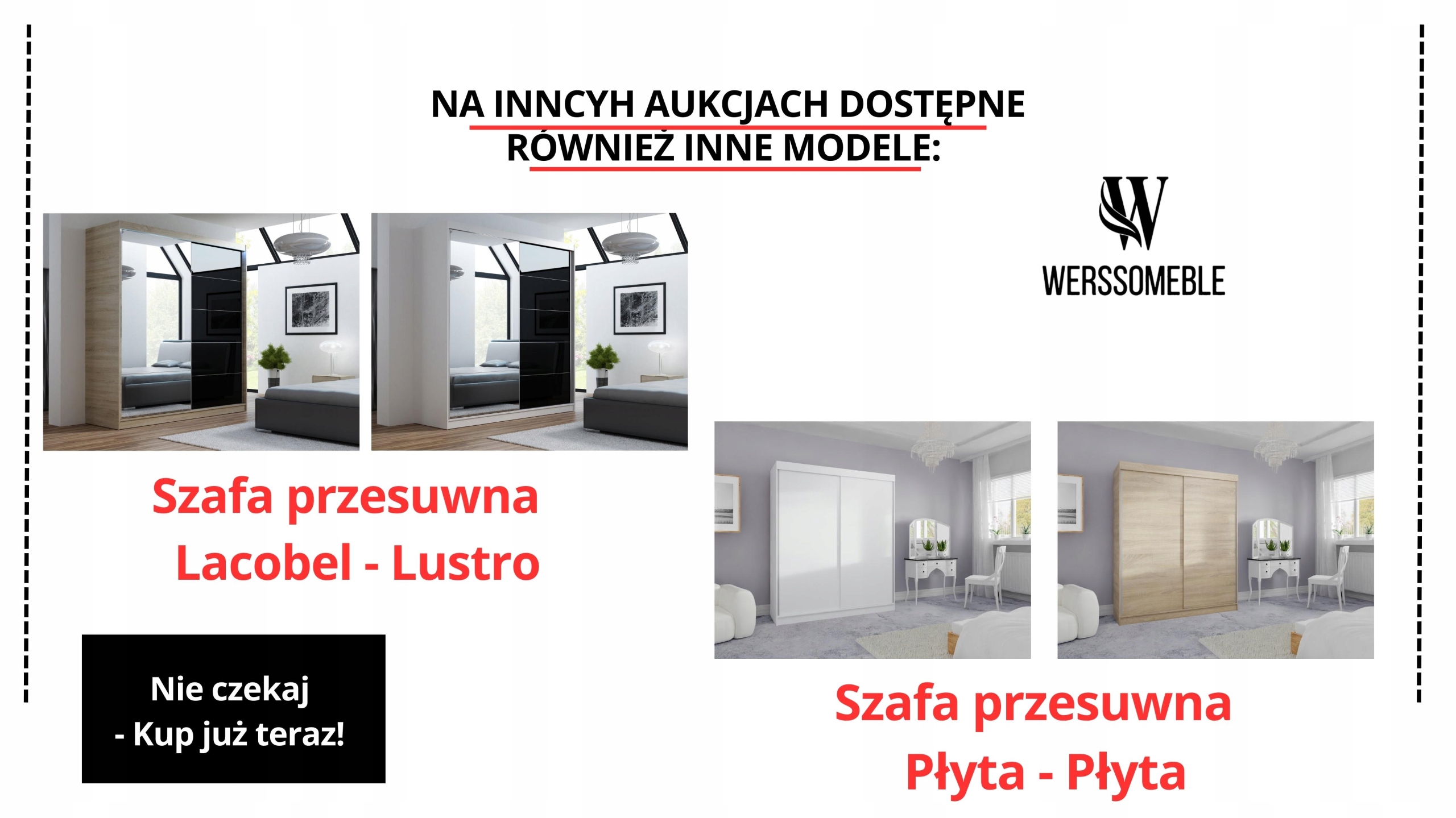 SZAFA PRZESUWNA STANDARD 100 x 205 BIAŁA LUSTRO P