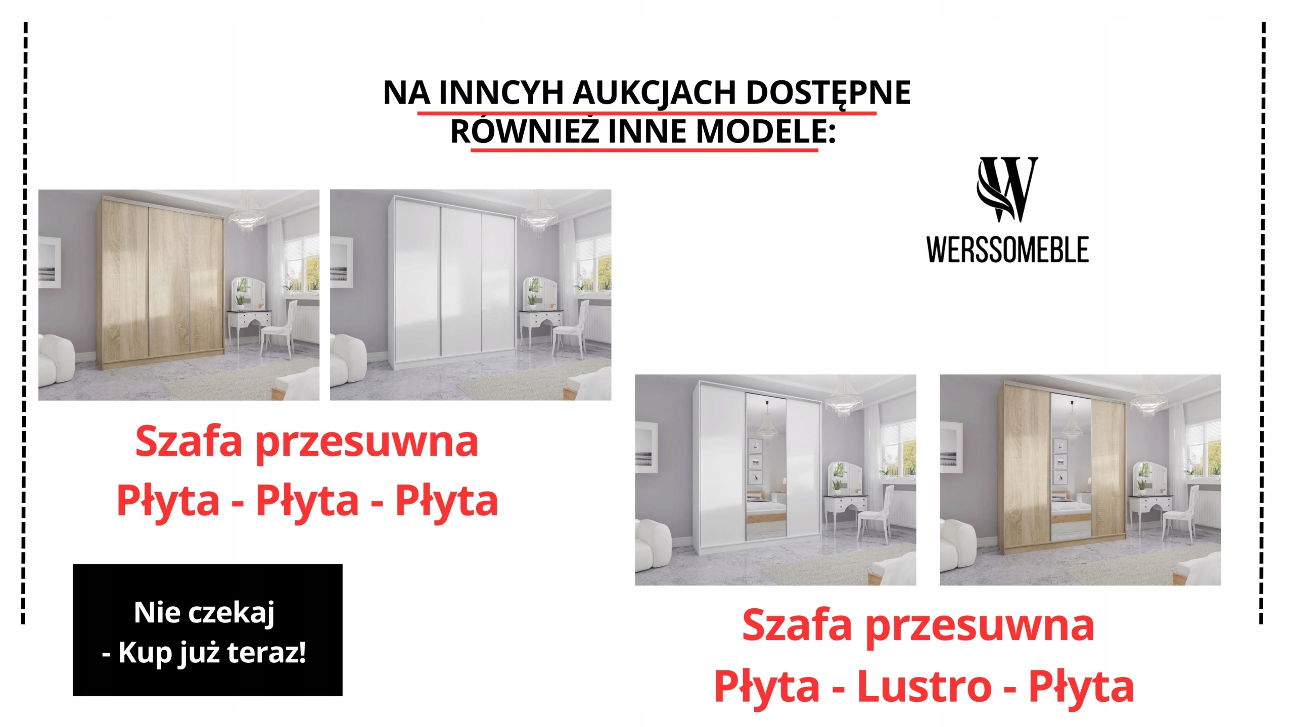 SZAFA PRZESUWNA 180 x 250 3D MAX SONOMA + 2 LUSTRA
