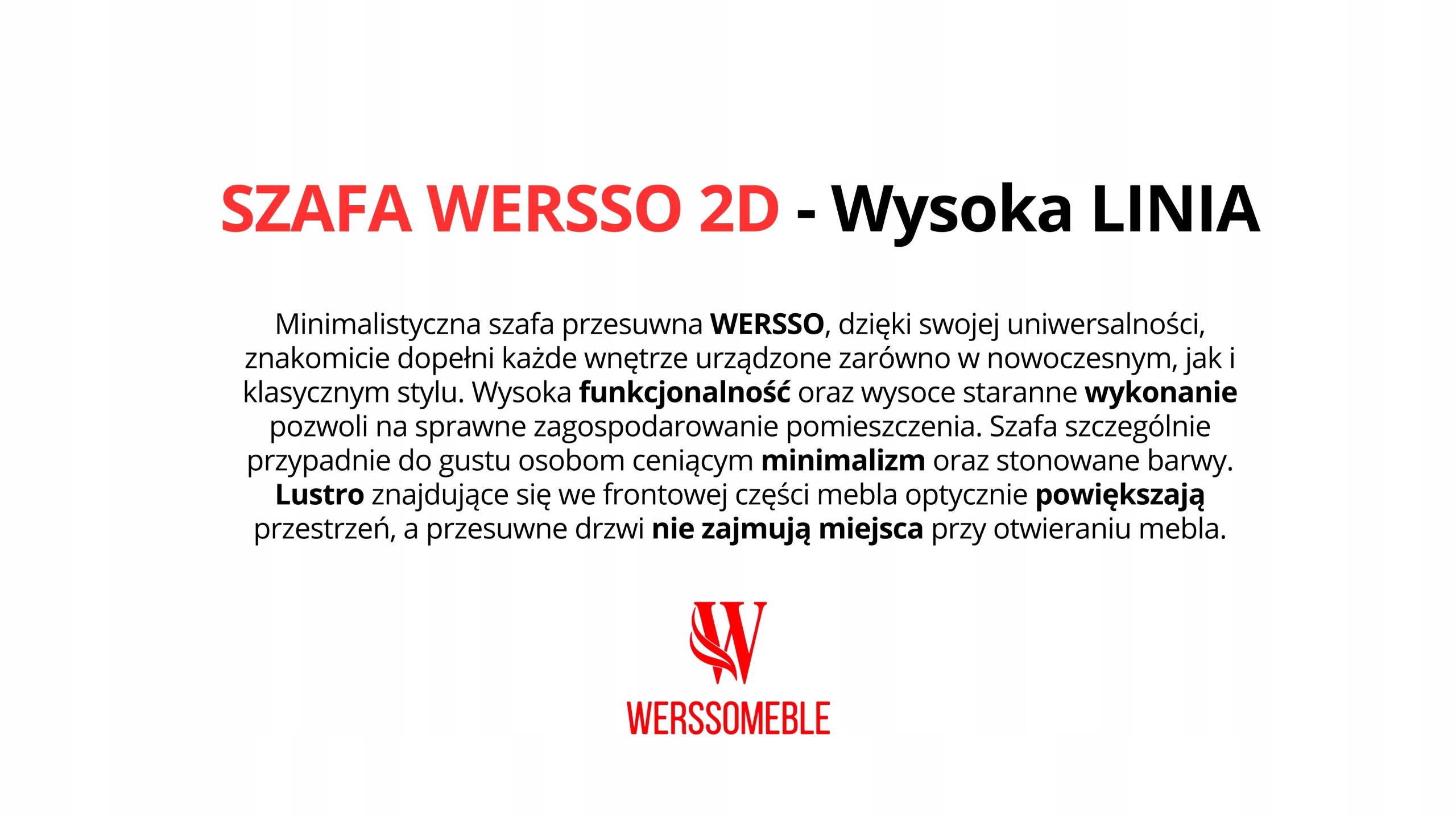 SZAFA PRZESUWNA STANDARD 180 x 250 BIAŁA LUSTRO P